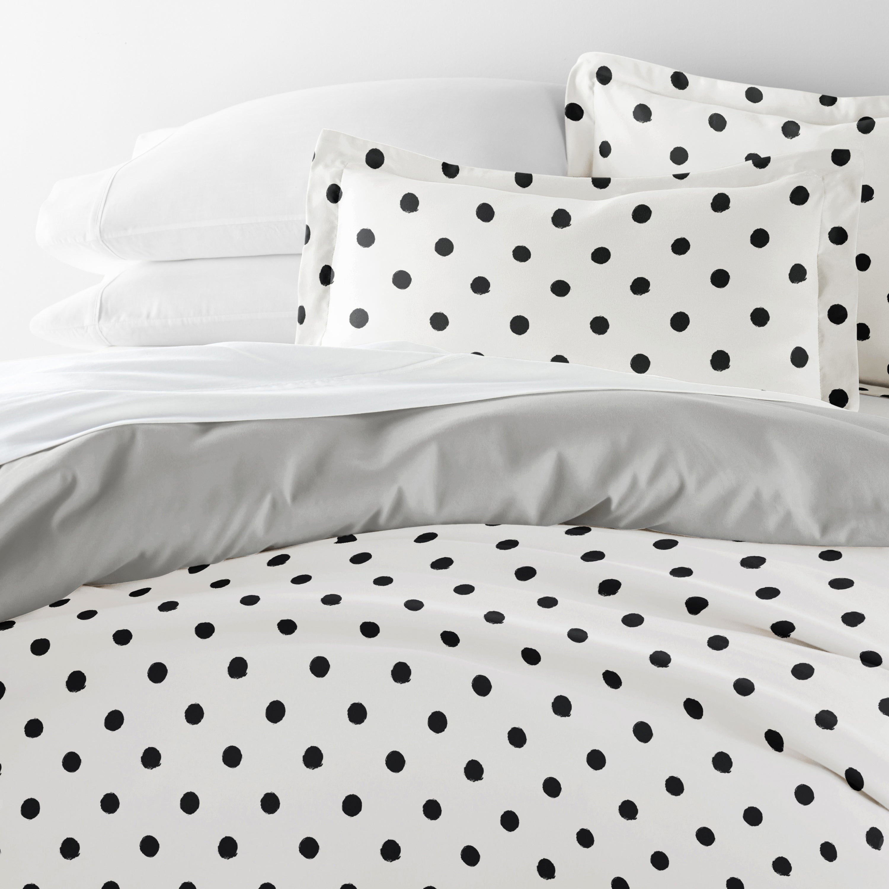 Painted Polkadot Patterned Reversible Duvet Cover Set