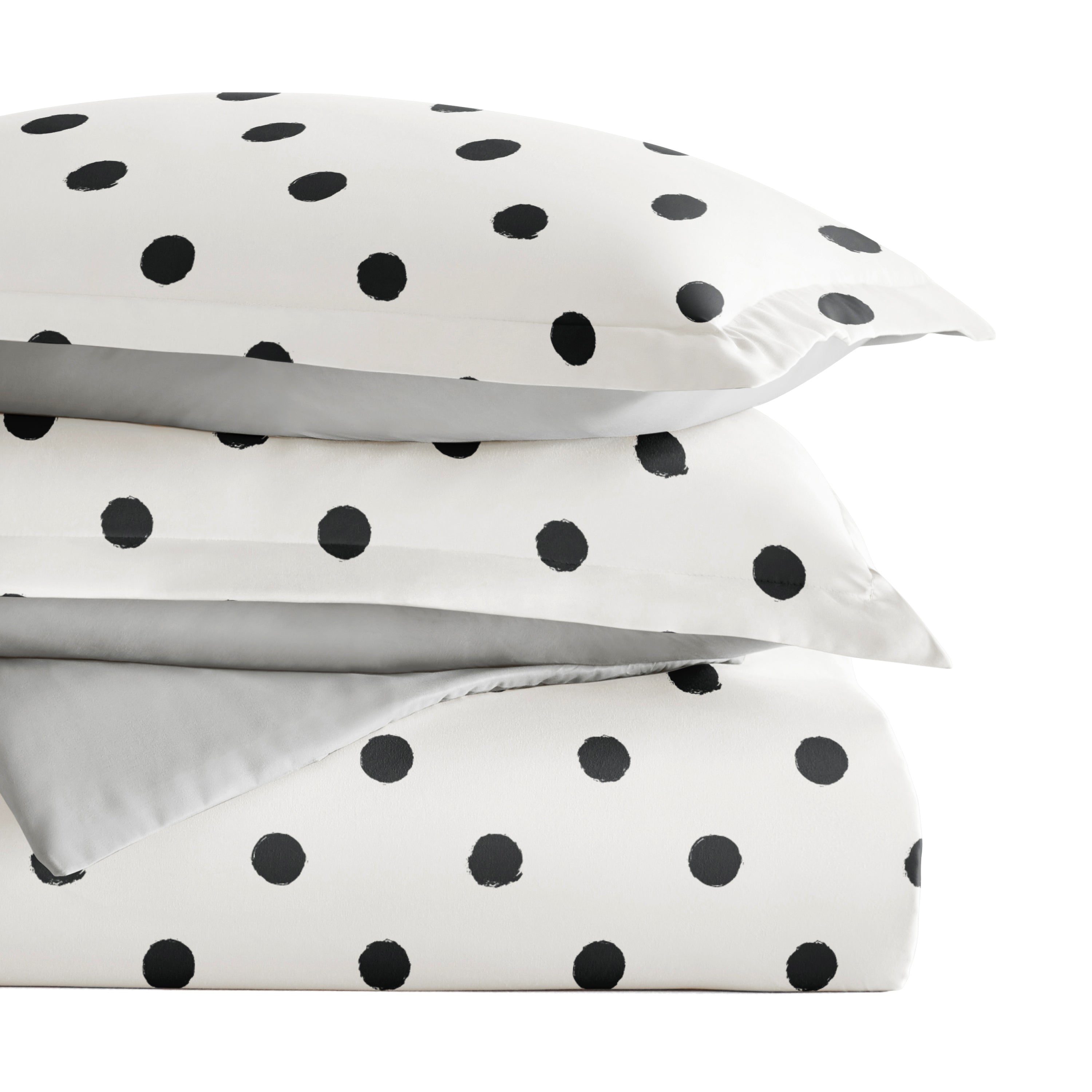 Painted Polkadot Patterned Reversible Duvet Cover Set