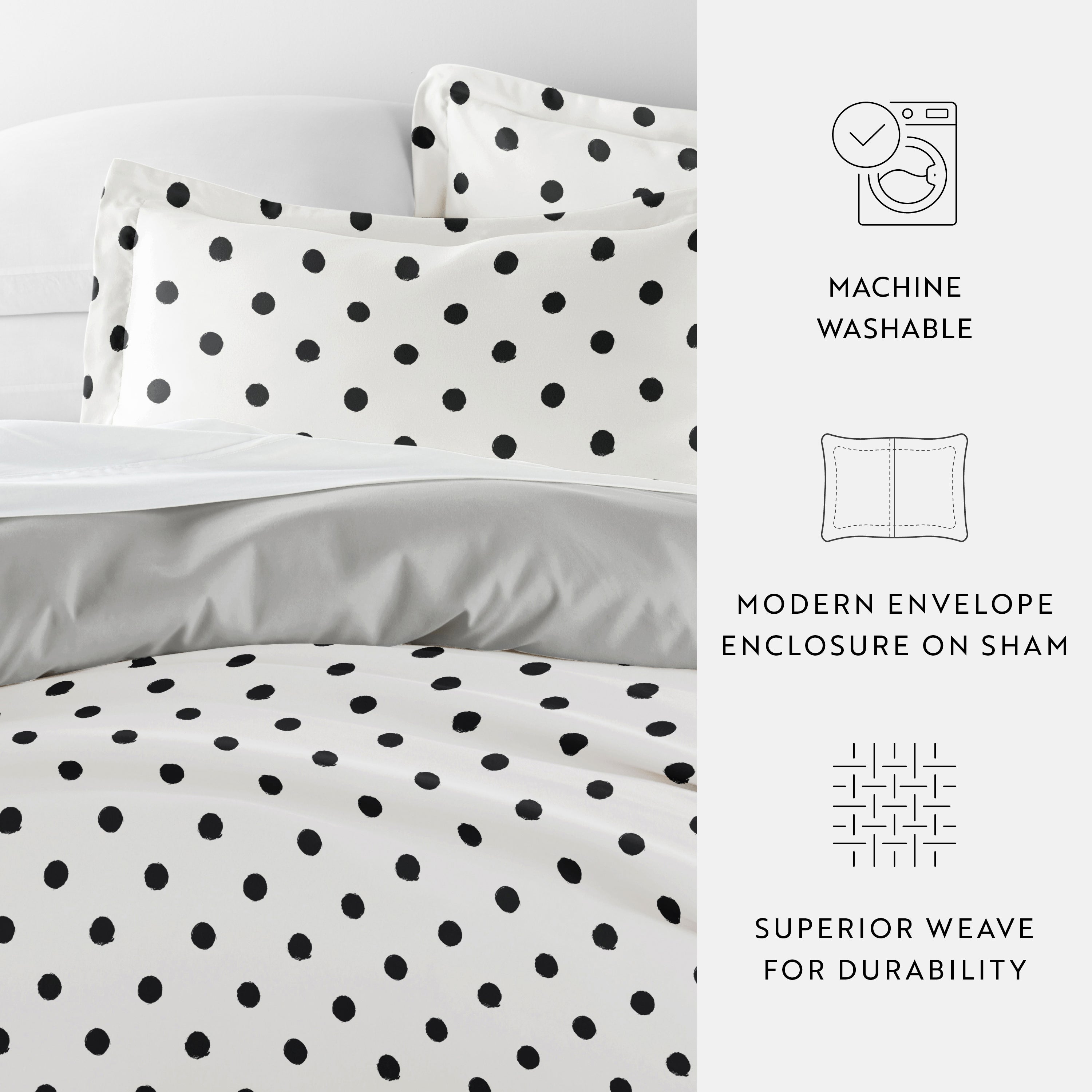 Painted Polkadot Patterned Reversible Duvet Cover Set