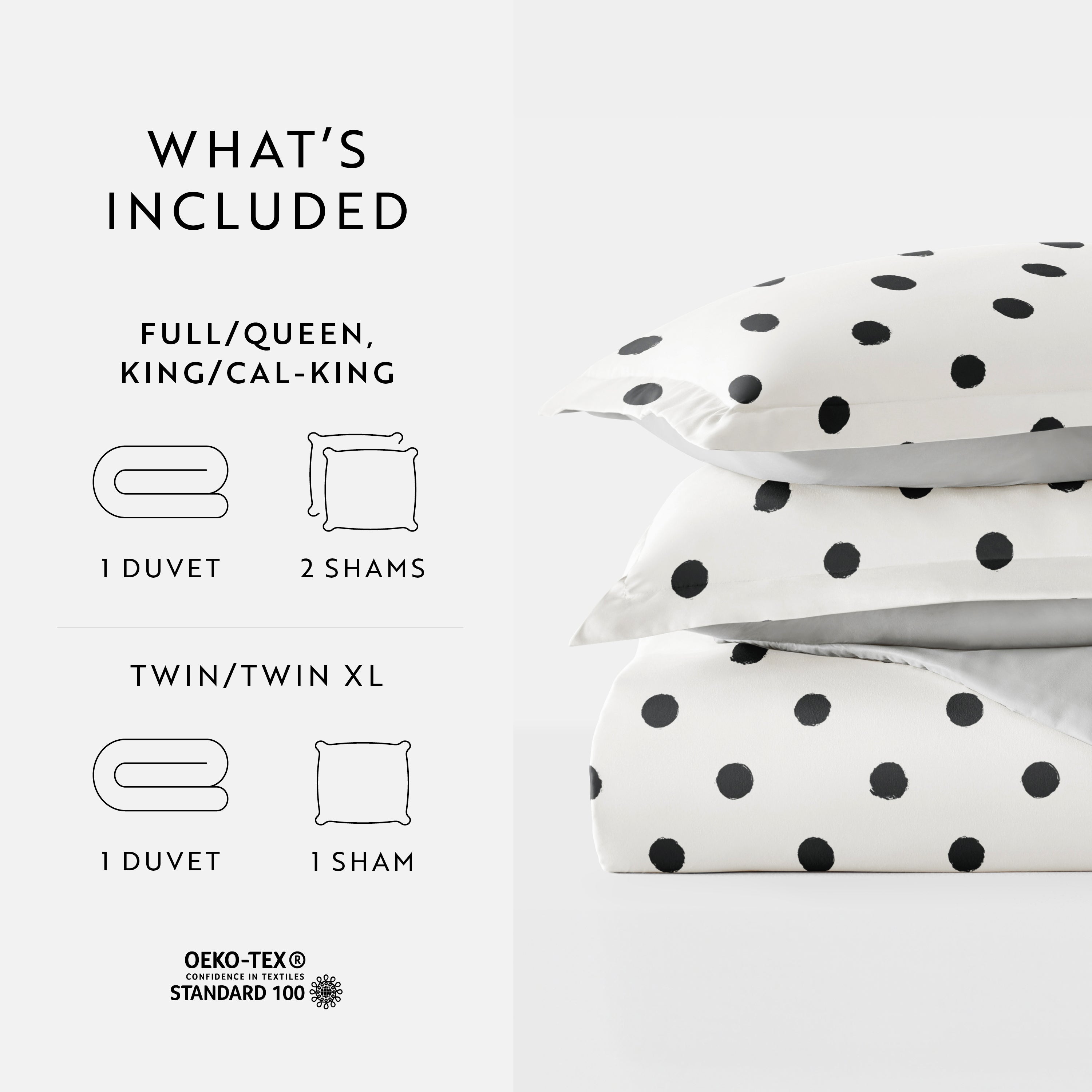 Painted Polkadot Patterned Reversible Duvet Cover Set