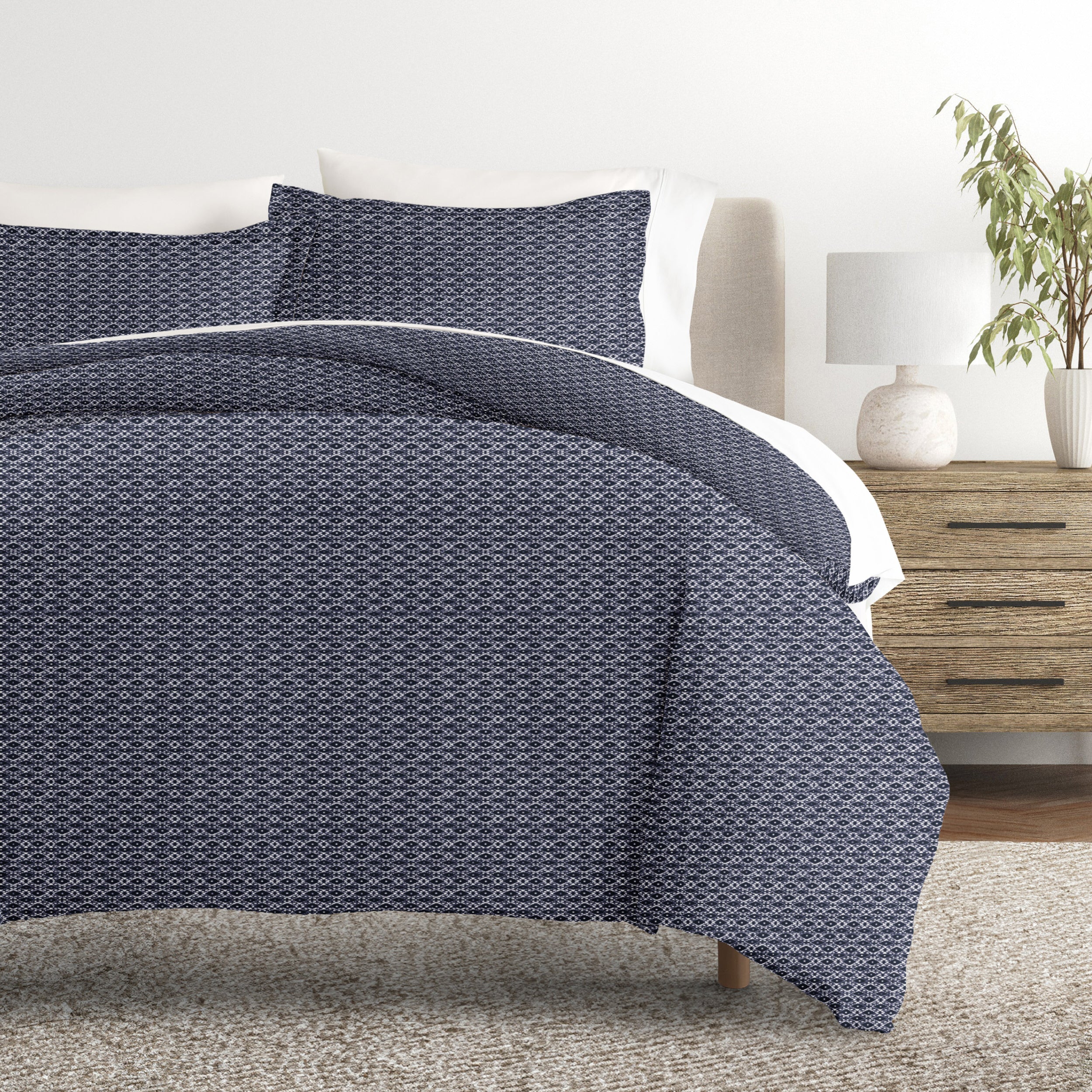 Blue Diamond Patterned Duvet Cover Set