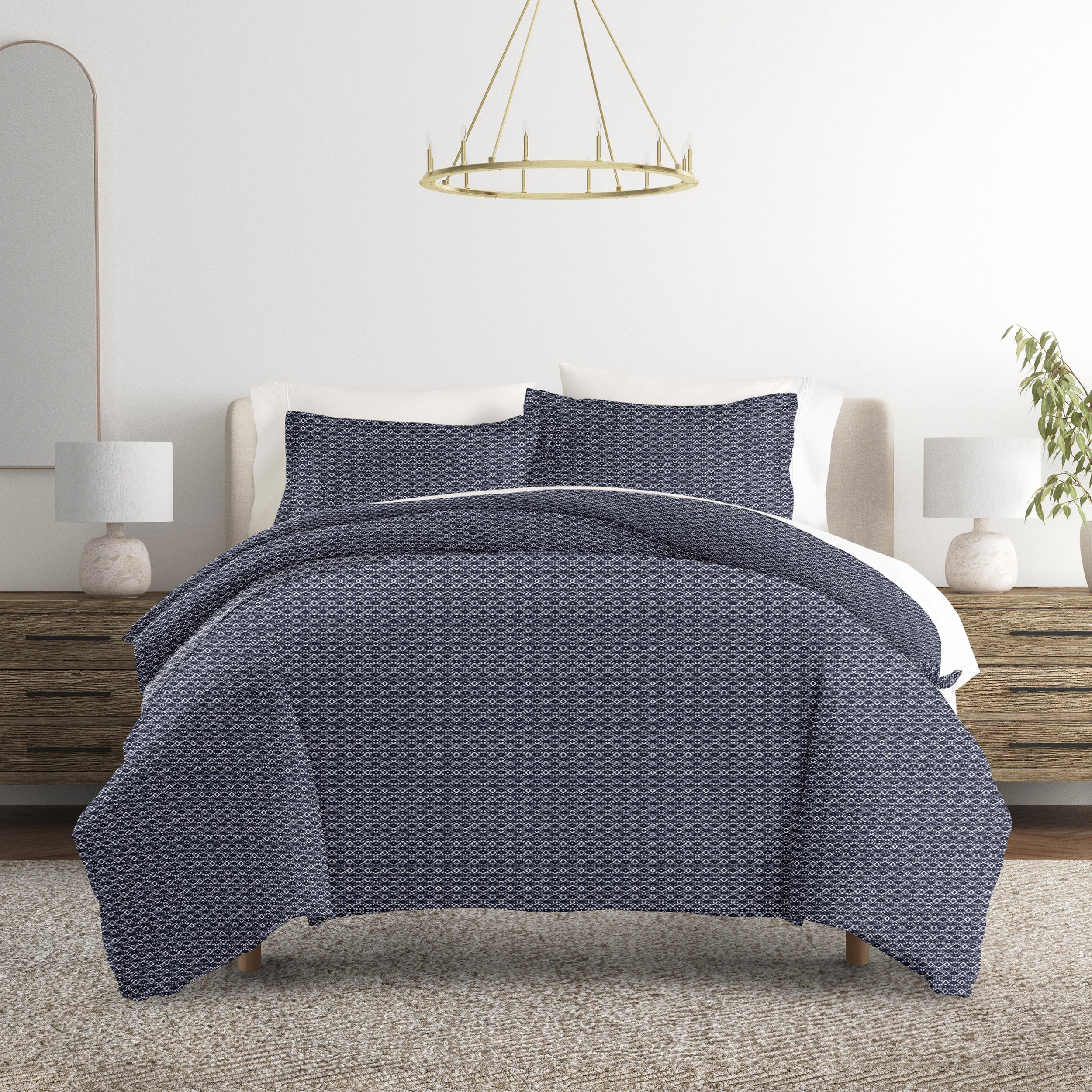 Blue Diamond Patterned Duvet Cover Set