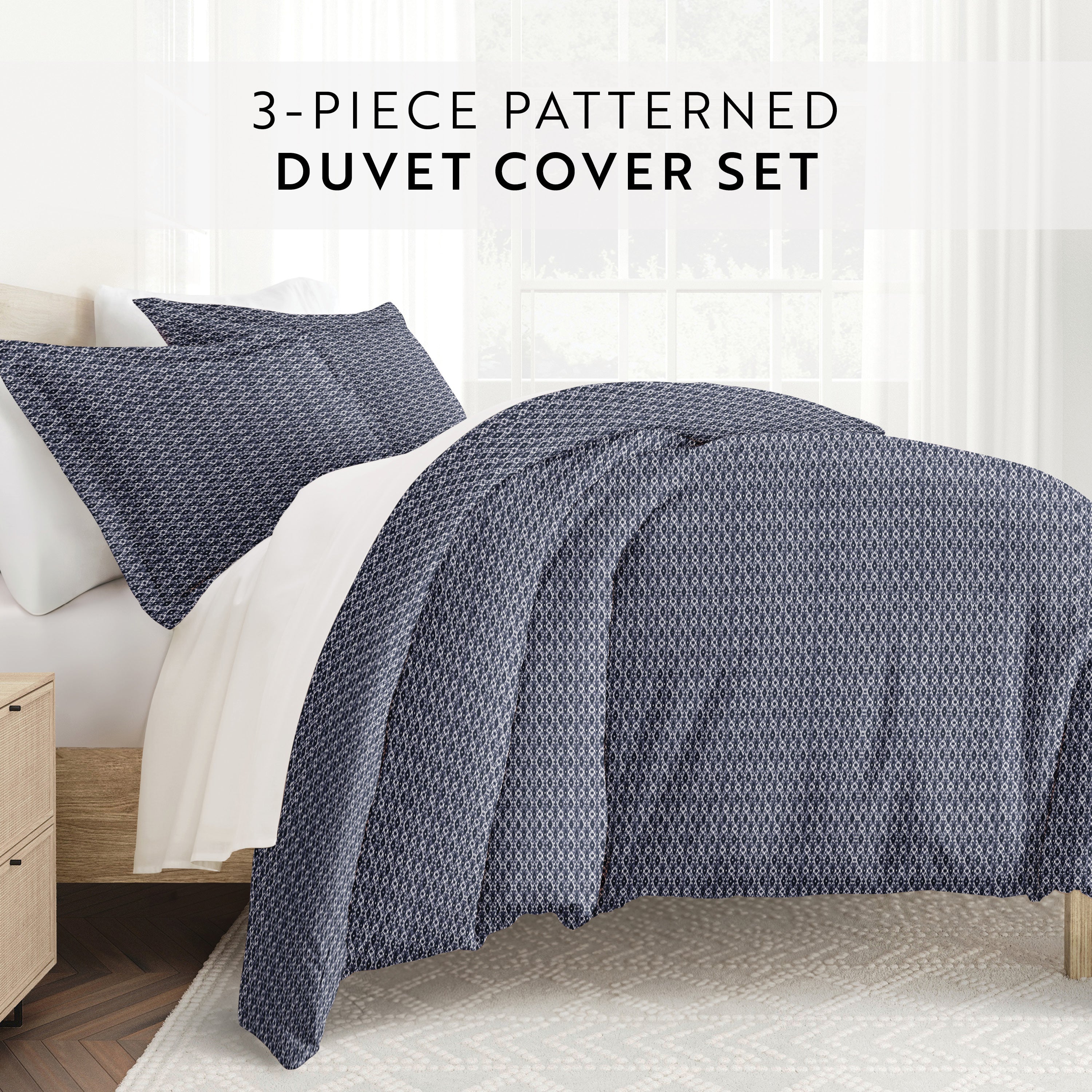 Blue Diamond Patterned Duvet Cover Set