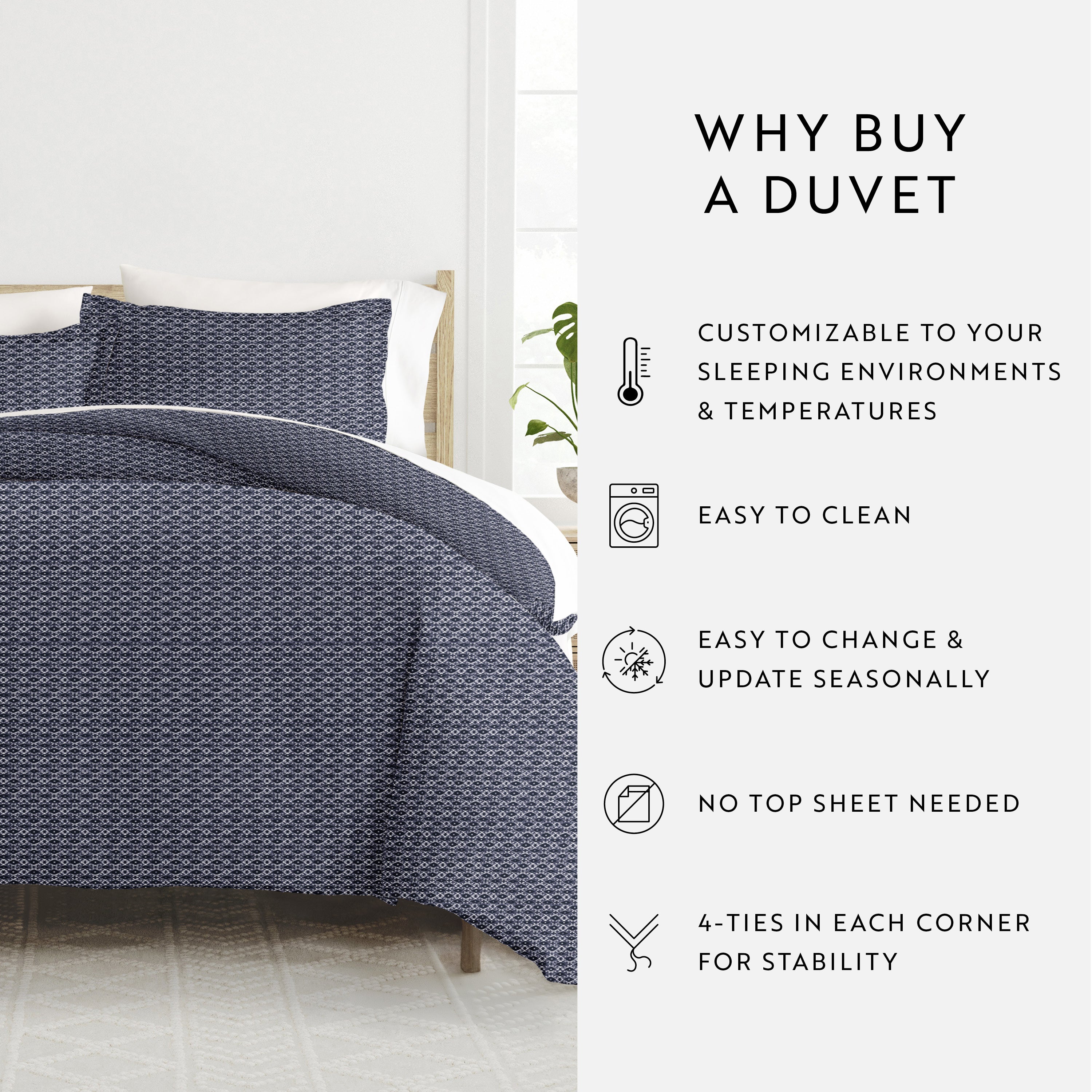 Blue Diamond Patterned Duvet Cover Set