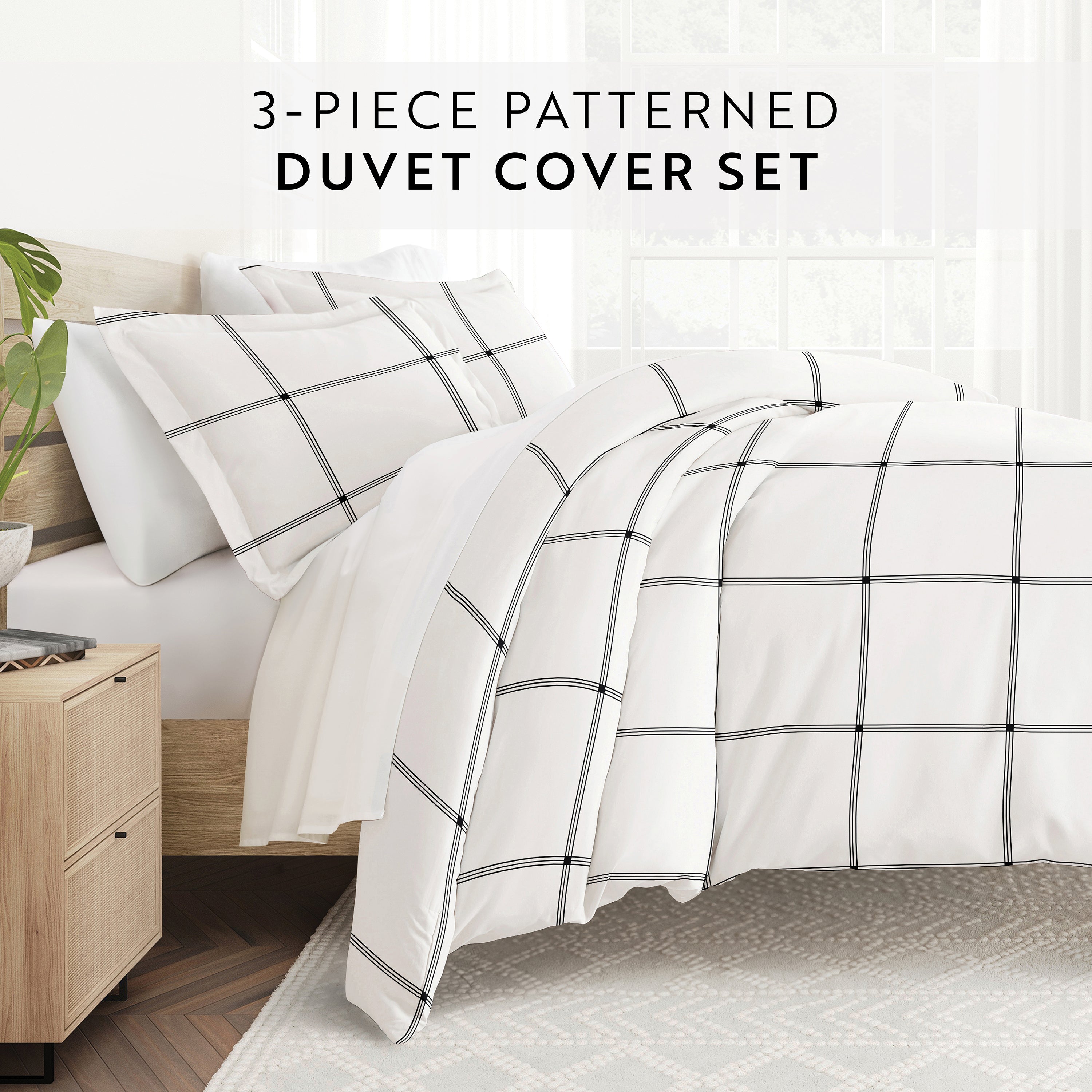 Grid Patterned Duvet Cover Set