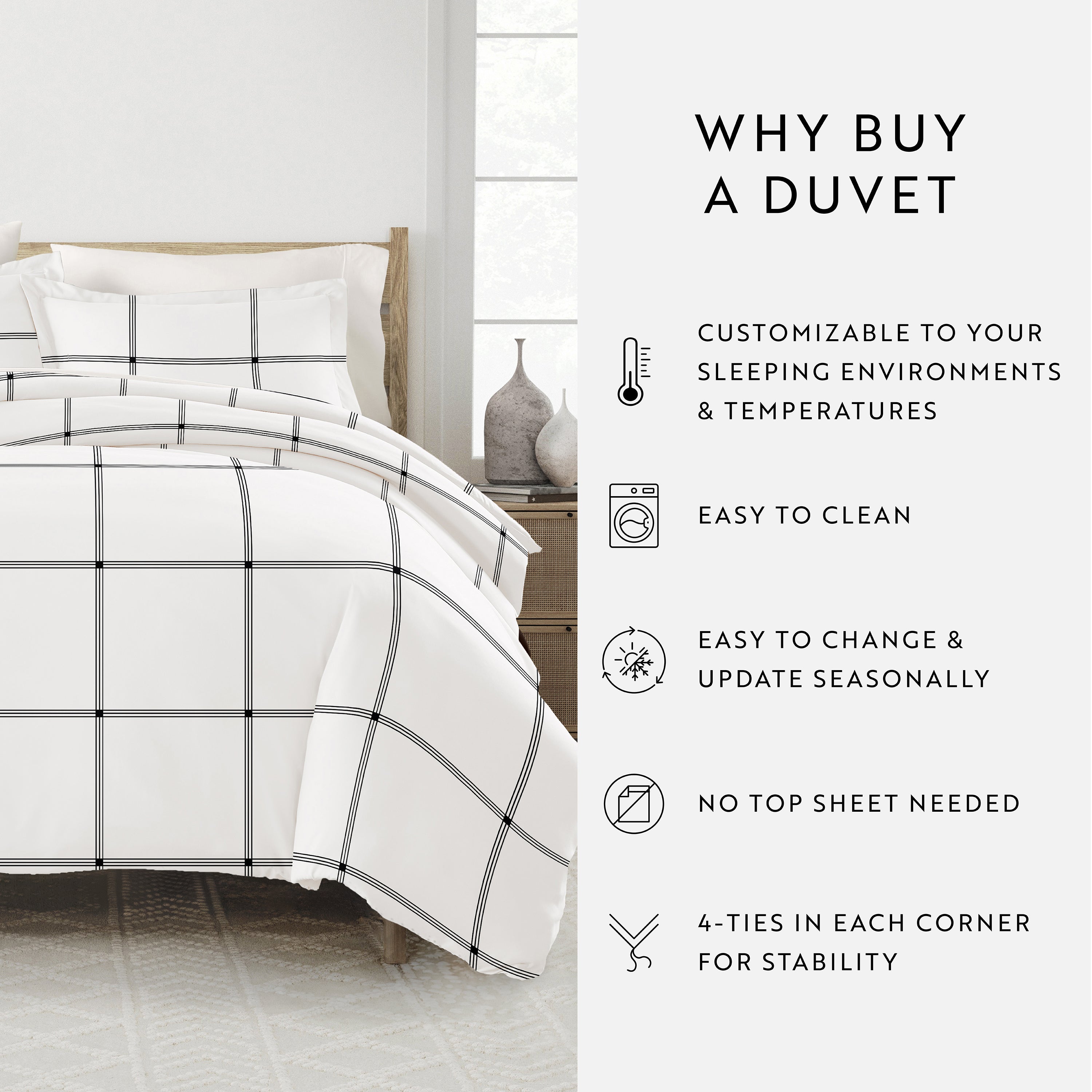 Grid Patterned Duvet Cover Set