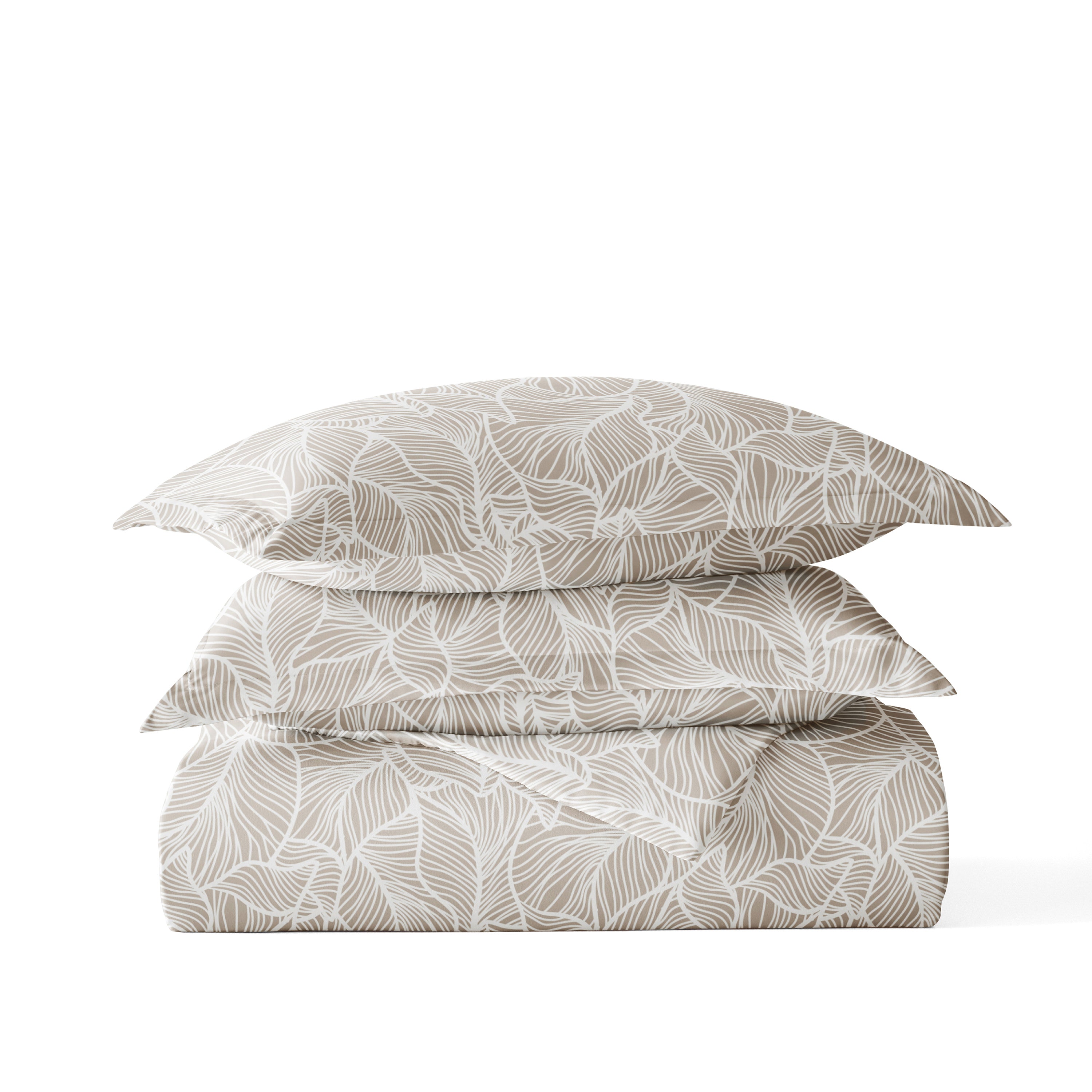 Linear Leaves Patterned Duvet Cover Set
