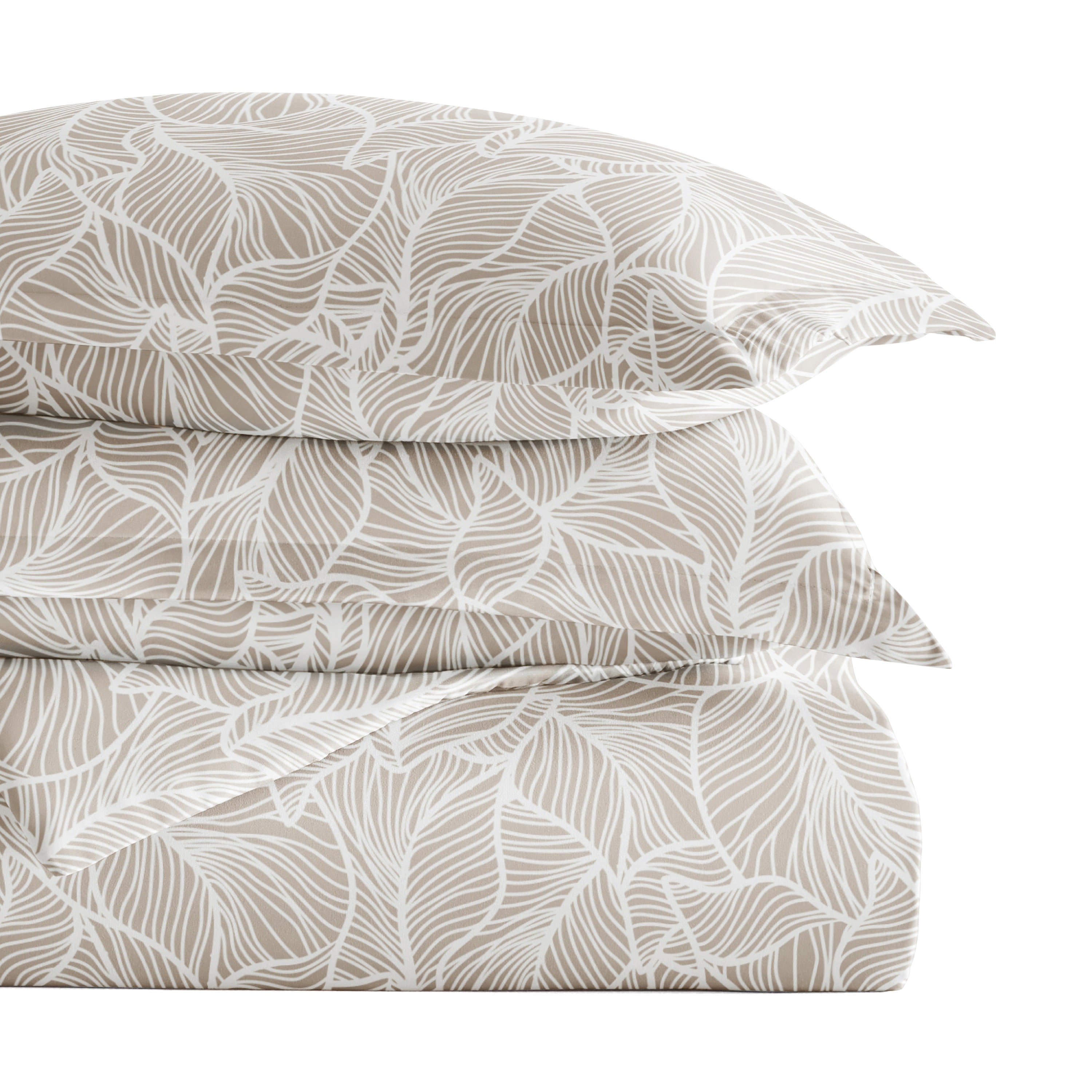 Linear Leaves Patterned Duvet Cover Set