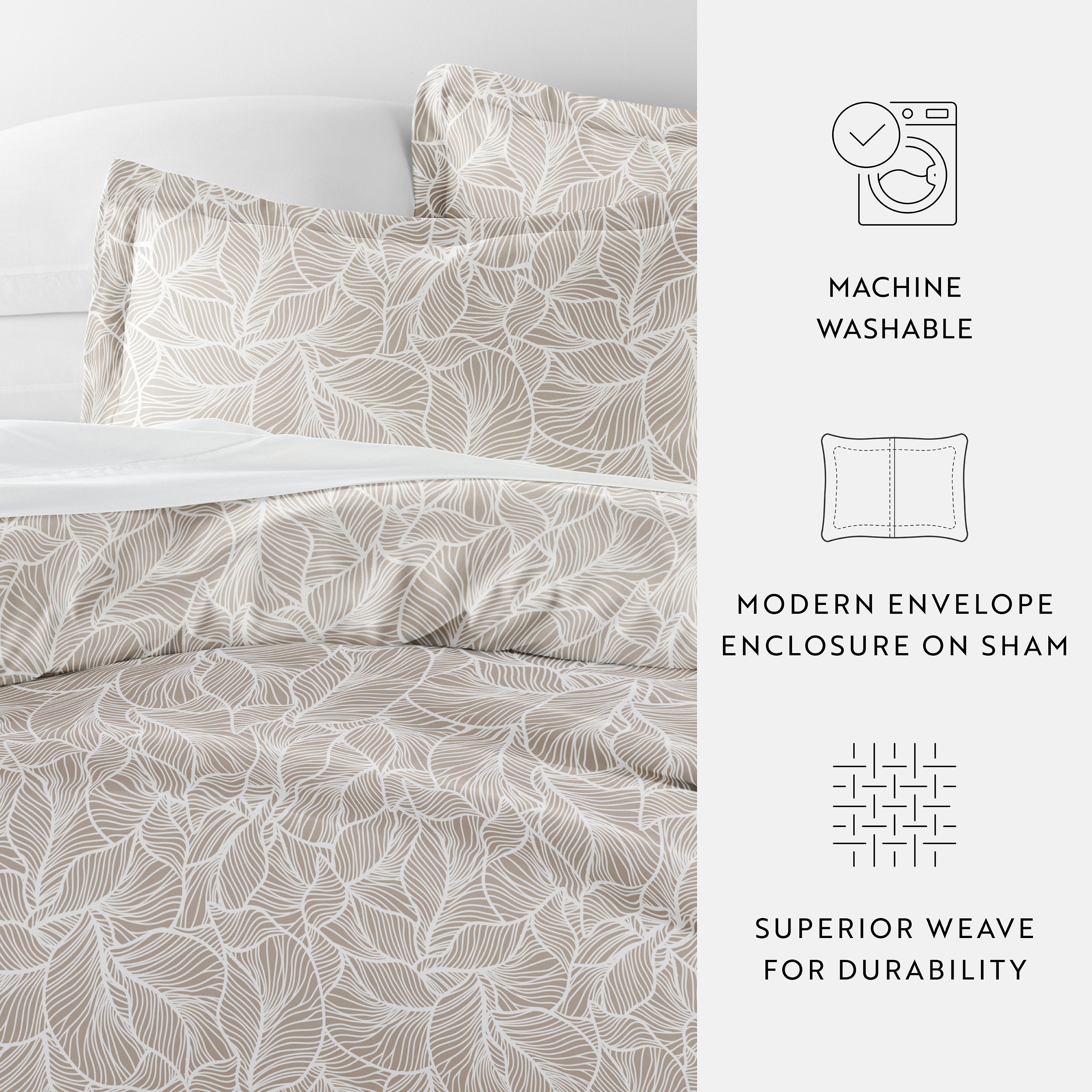 Linear Leaves Patterned Duvet Cover Set