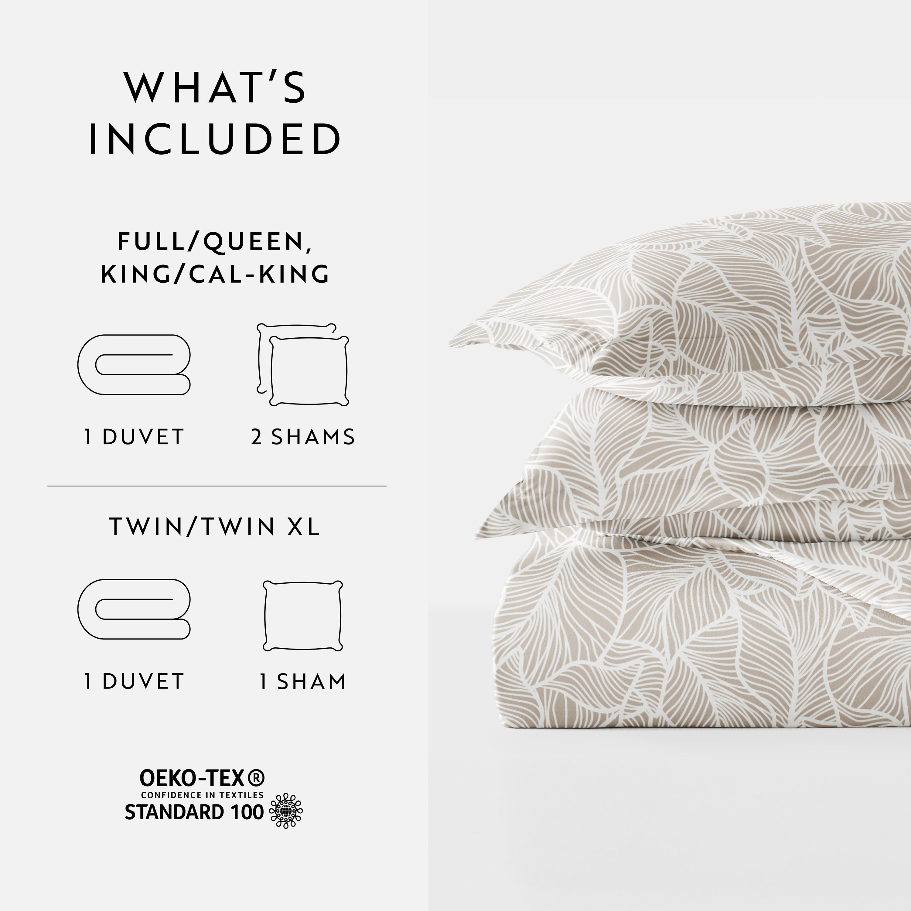 Linear Leaves Patterned Duvet Cover Set