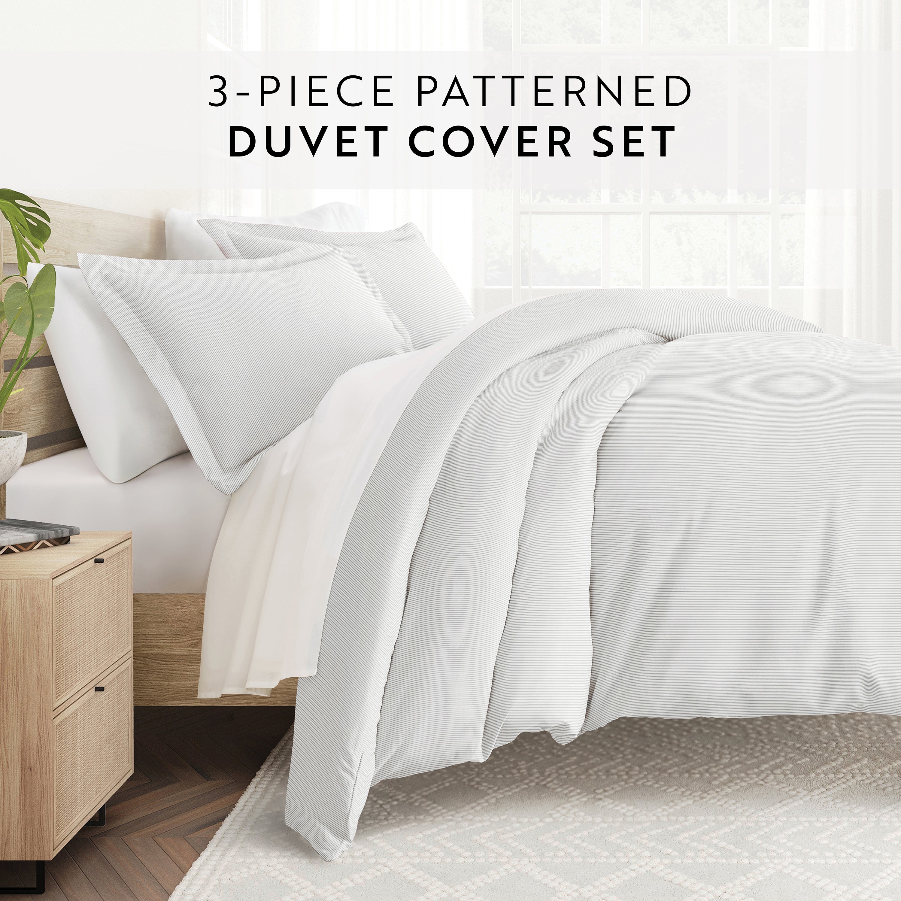 Pinstriped Patterned Duvet Cover Set