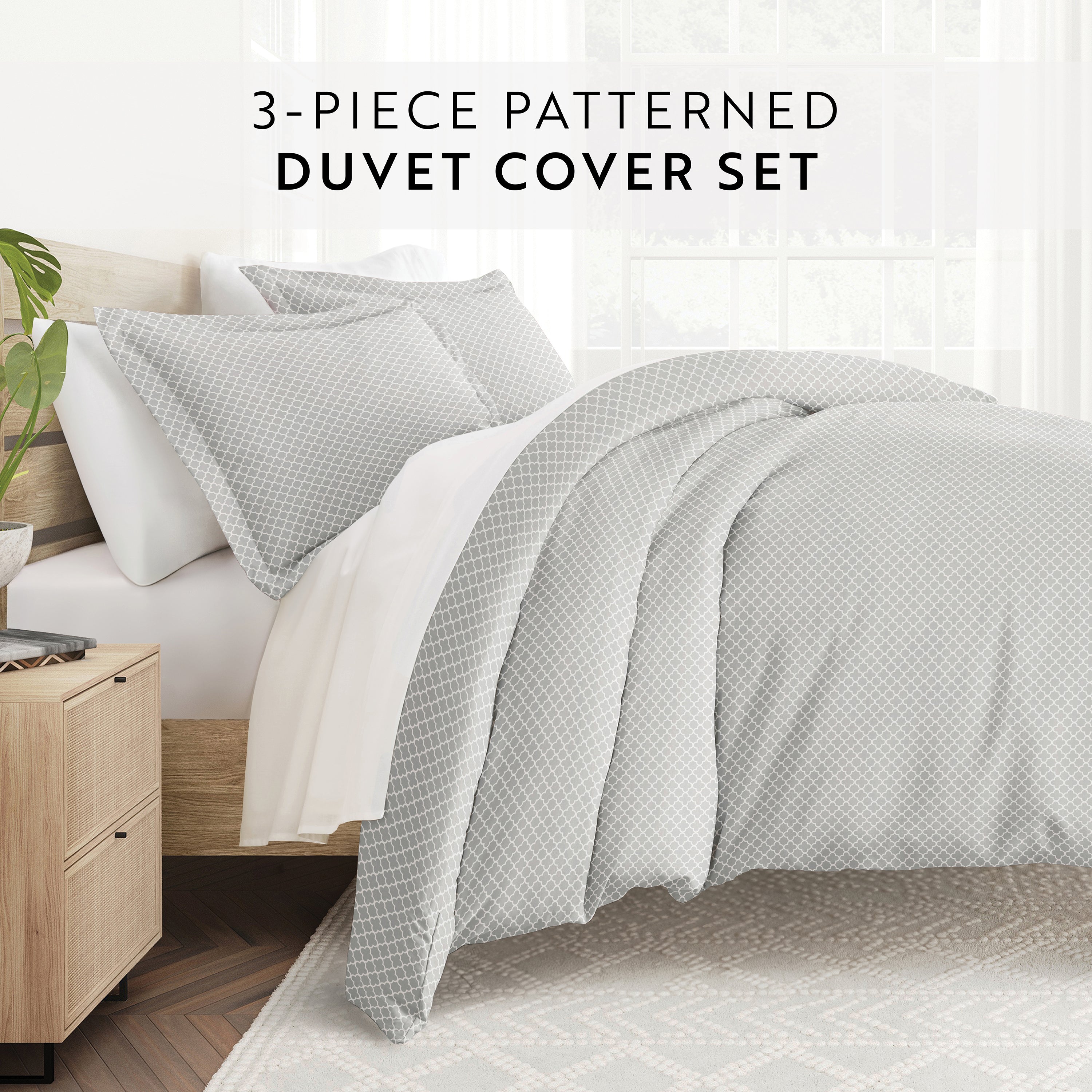 Quatrefoil Patterned Duvet Cover Set