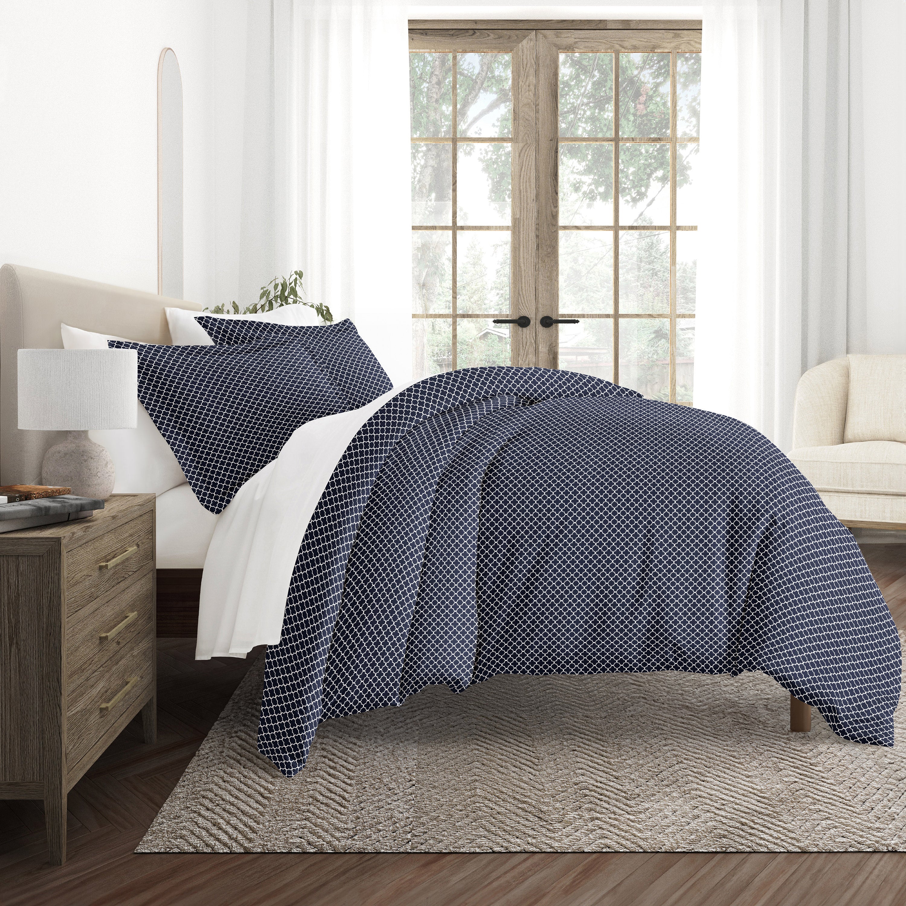 Quatrefoil Patterned Duvet Cover Set