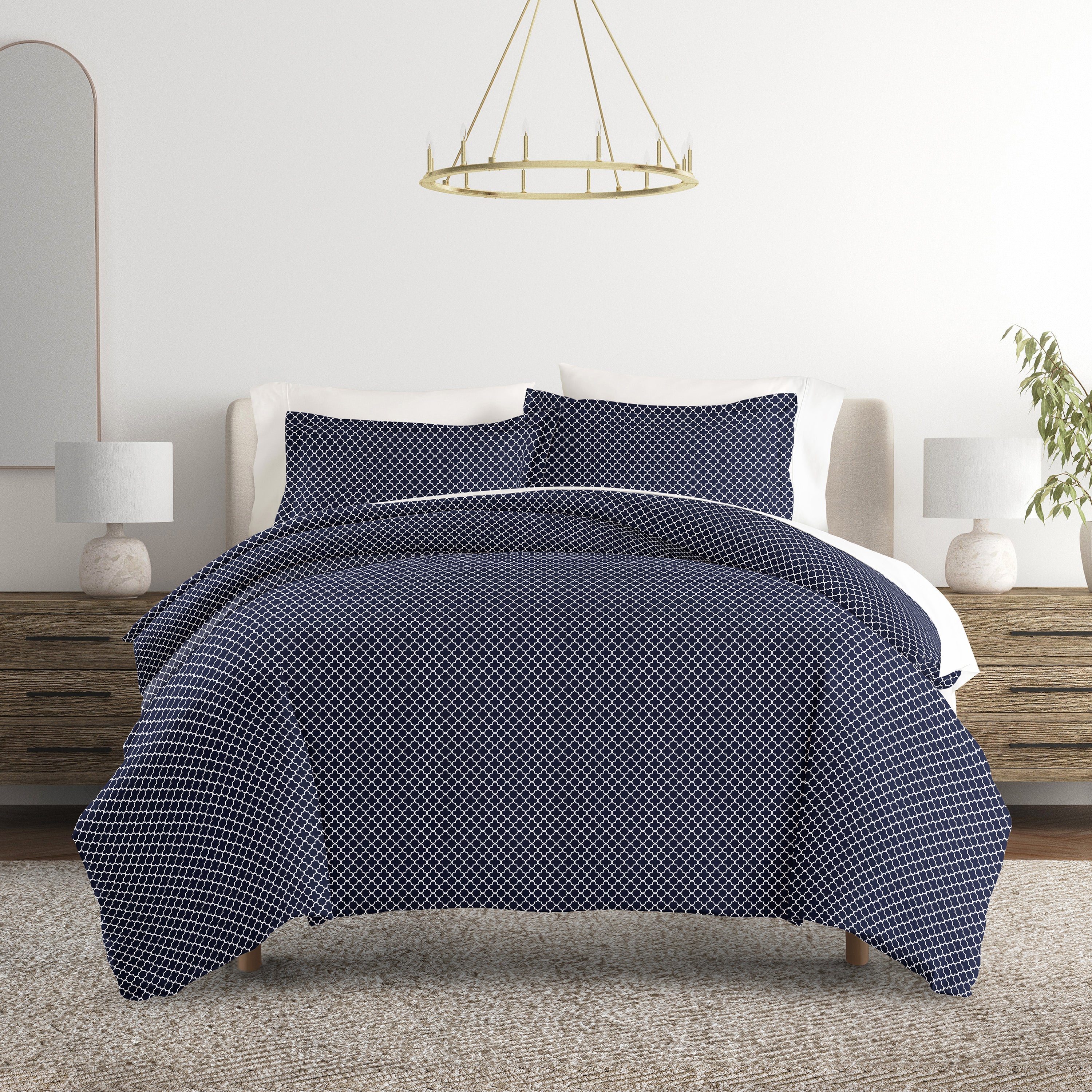 Quatrefoil Patterned Duvet Cover Set