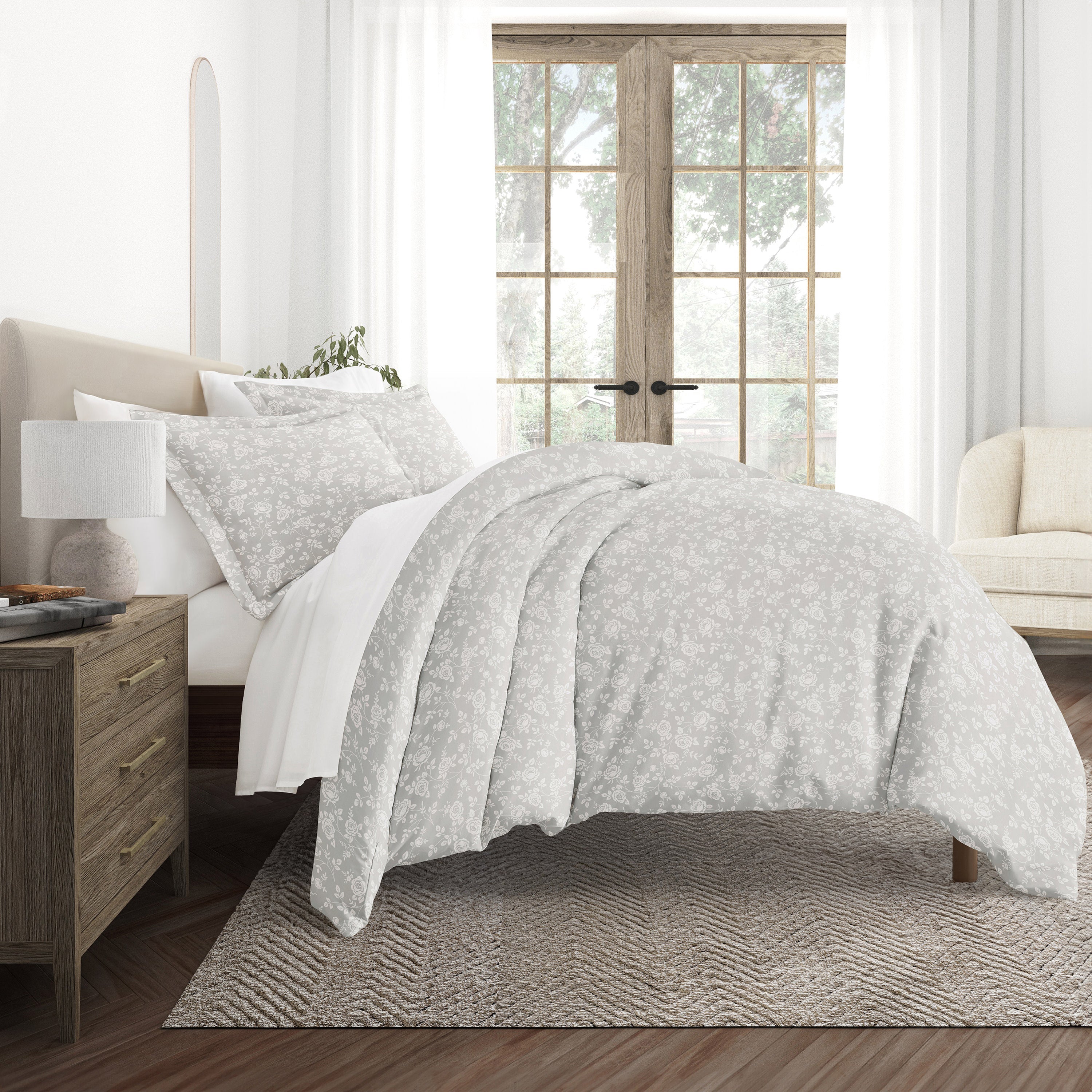 Rose Patterned Duvet Cover Set