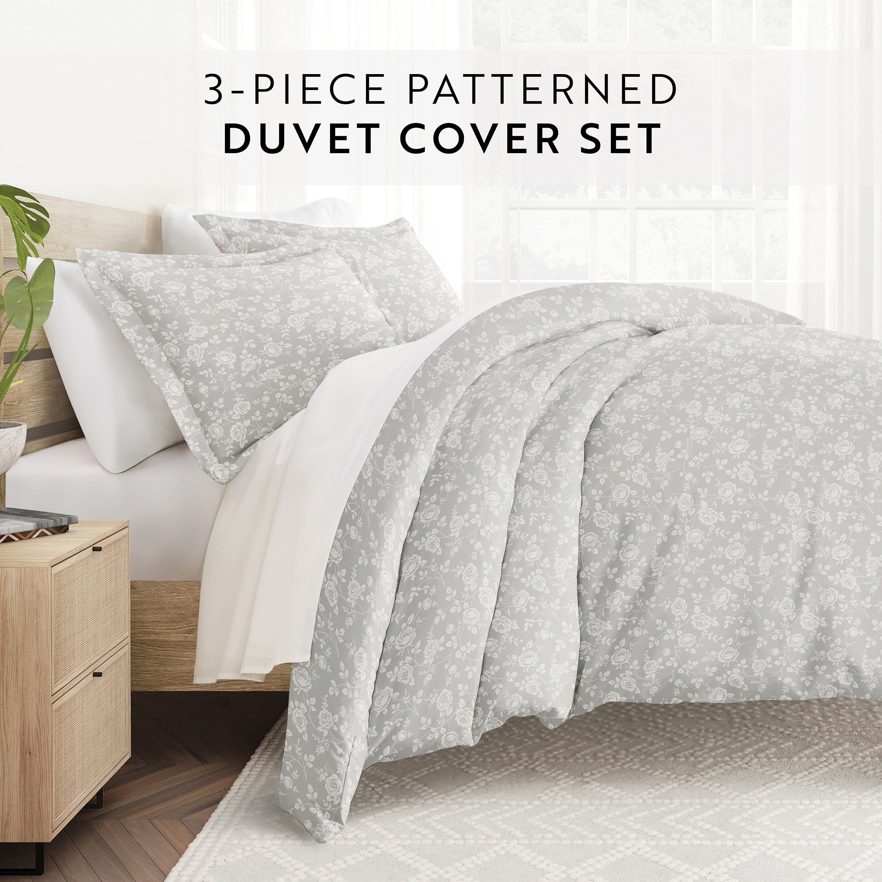 Rose Patterned Duvet Cover Set