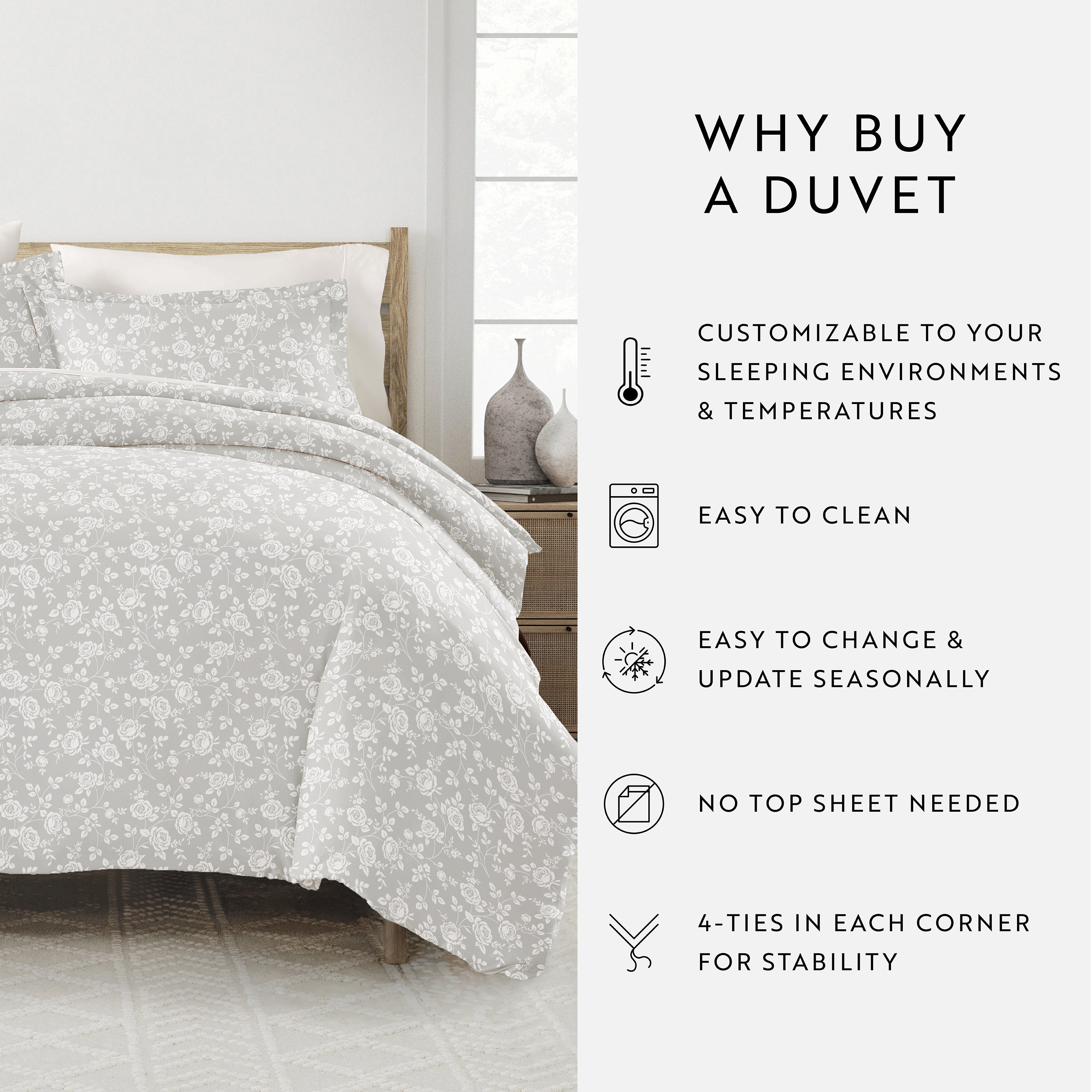 Rose Patterned Duvet Cover Set