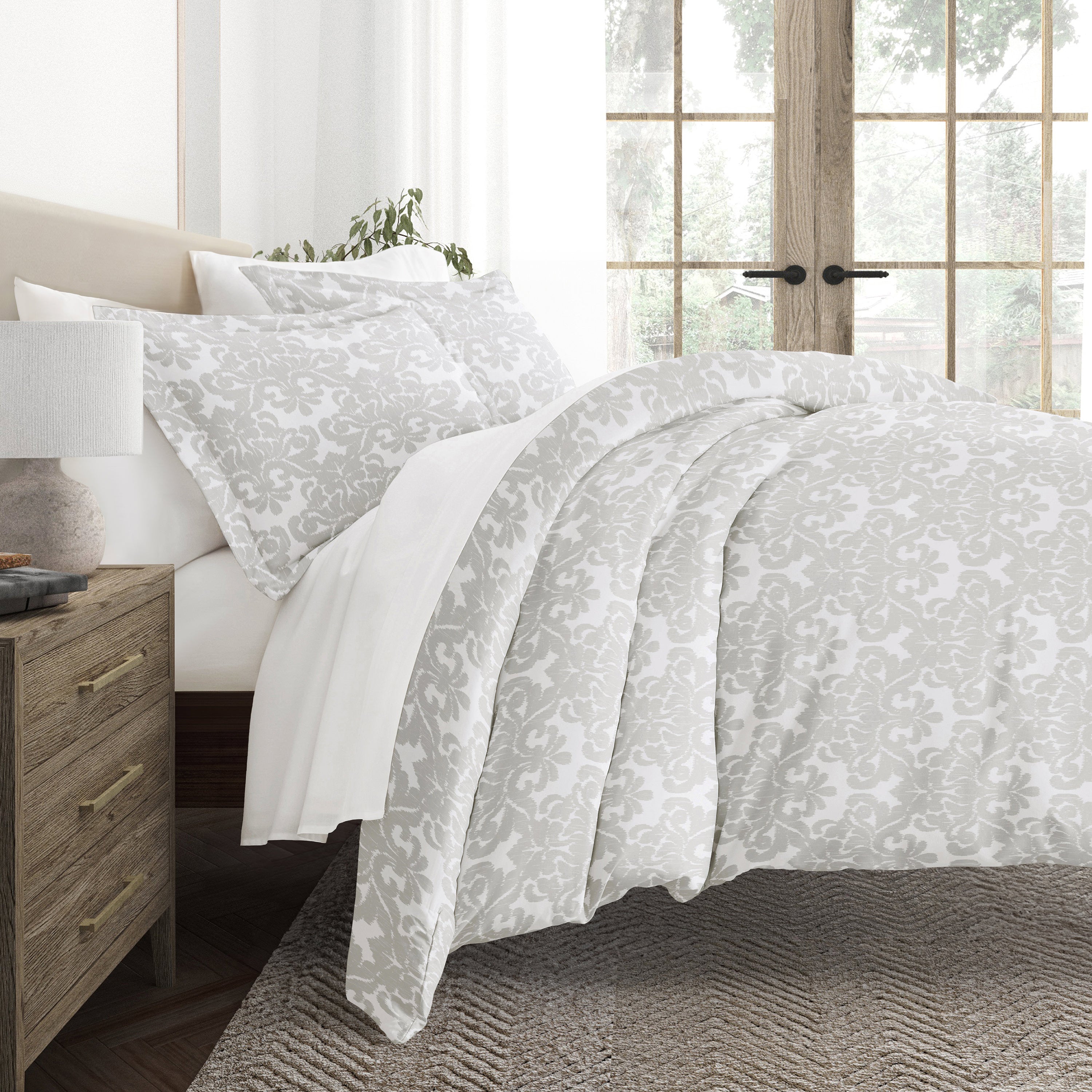 Soft Damask Patterned Duvet Cover Set