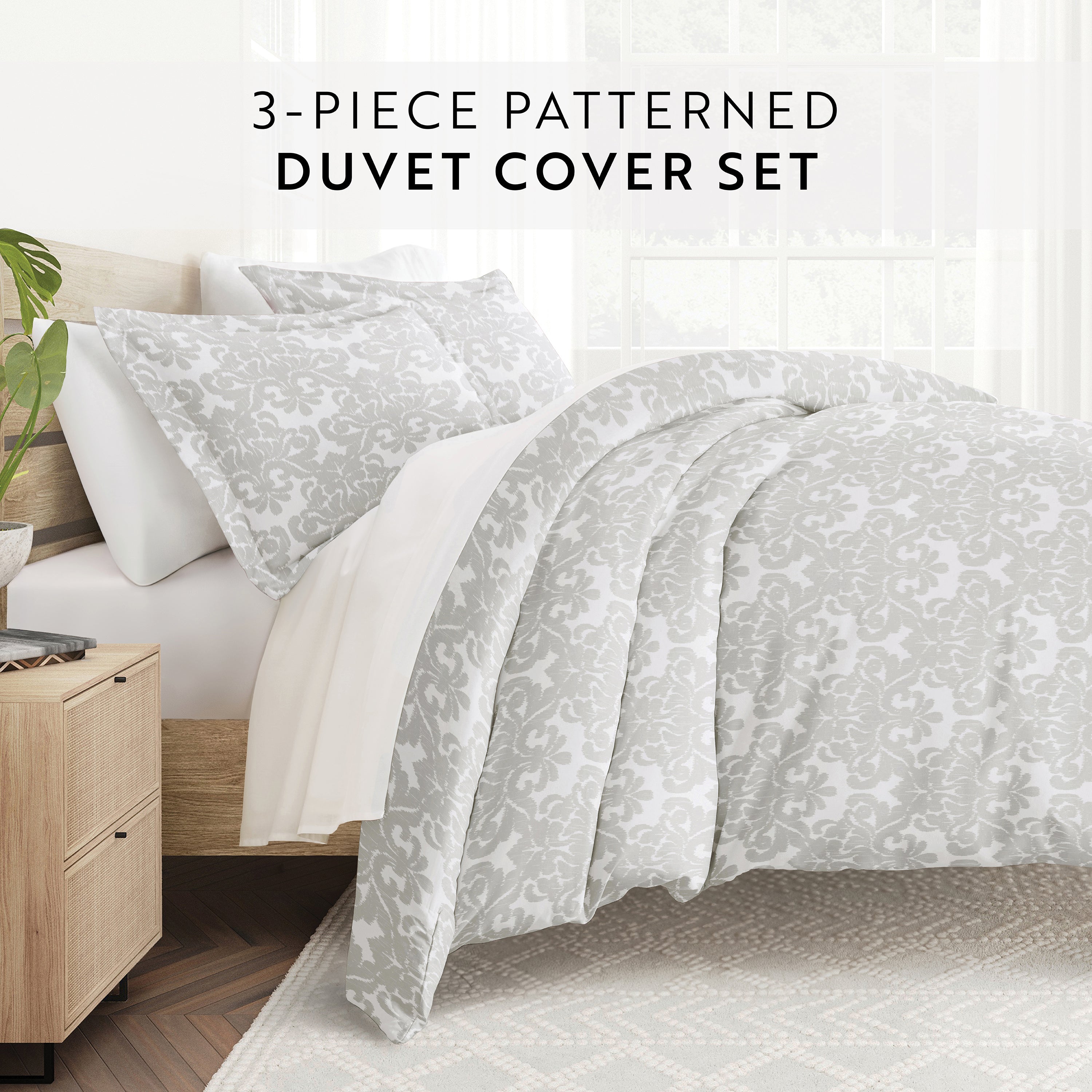 Soft Damask Patterned Duvet Cover Set