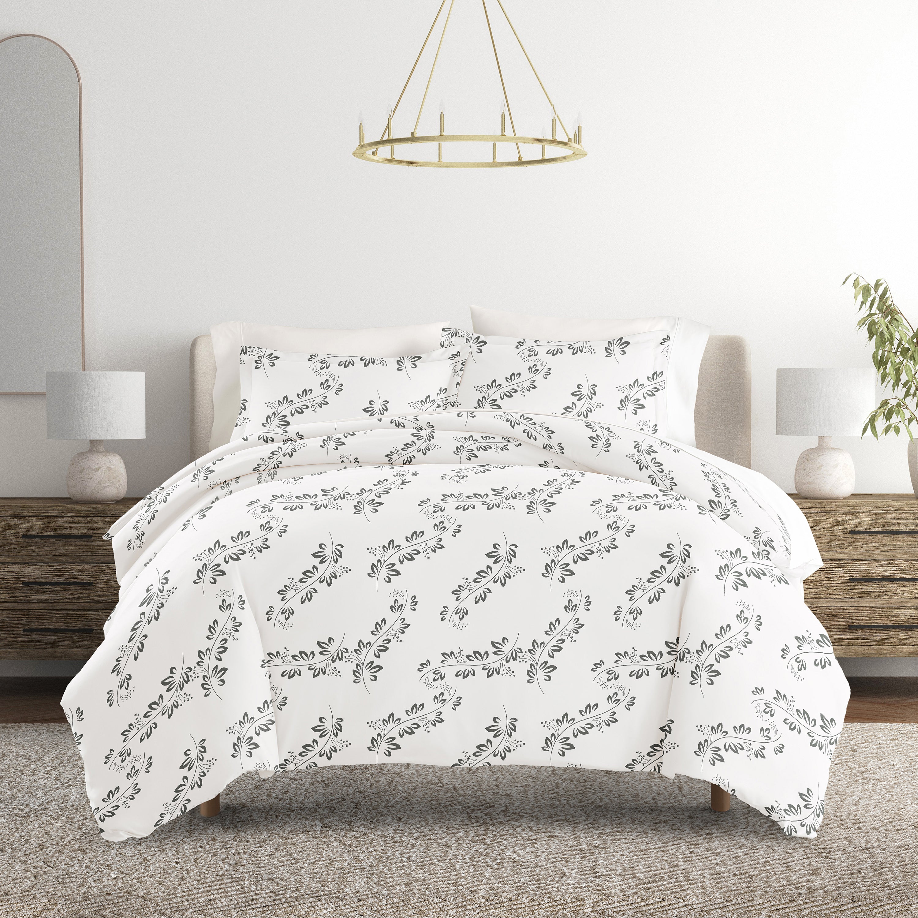 Simple Vine Patterned Duvet Cover Set