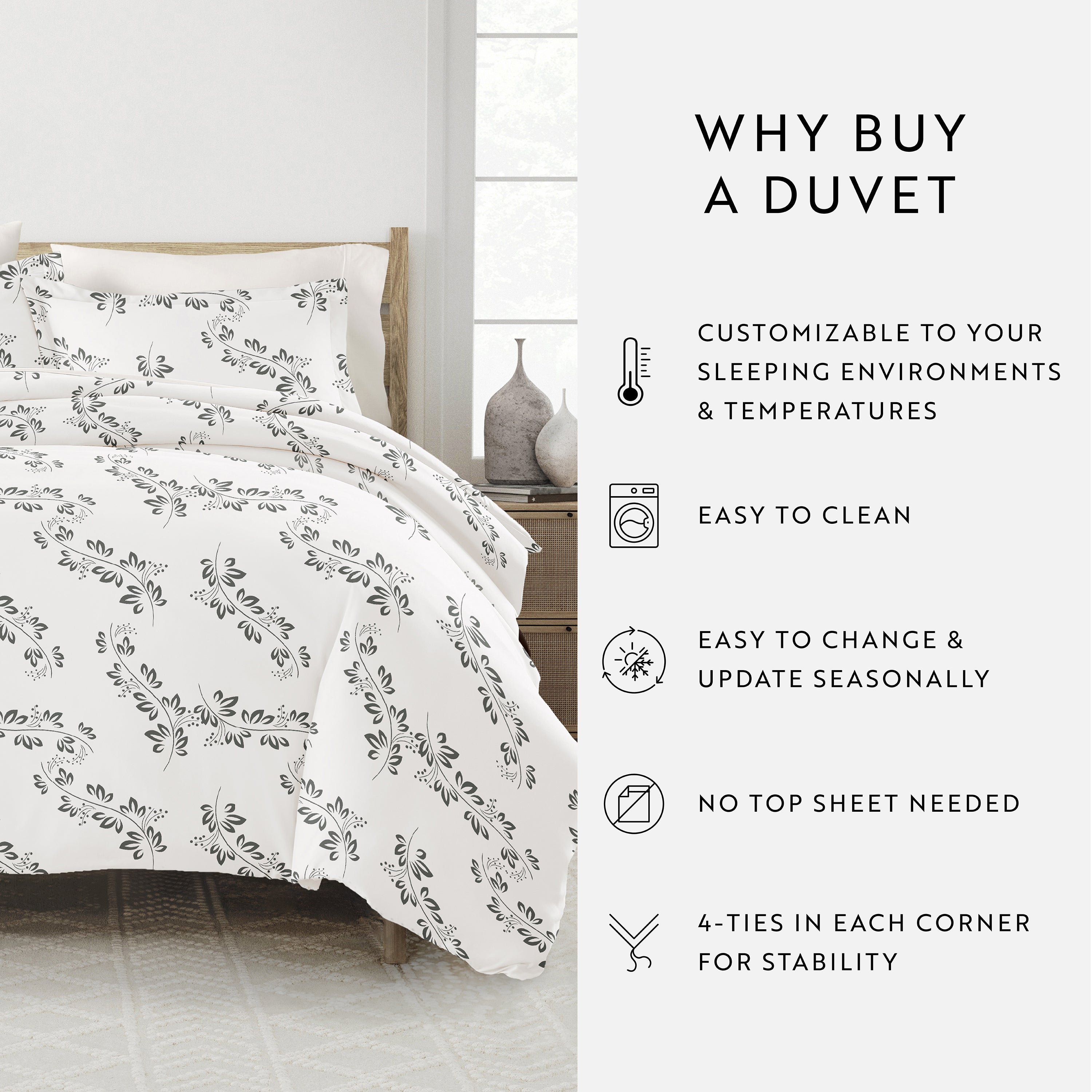 Simple Vine Patterned Duvet Cover Set