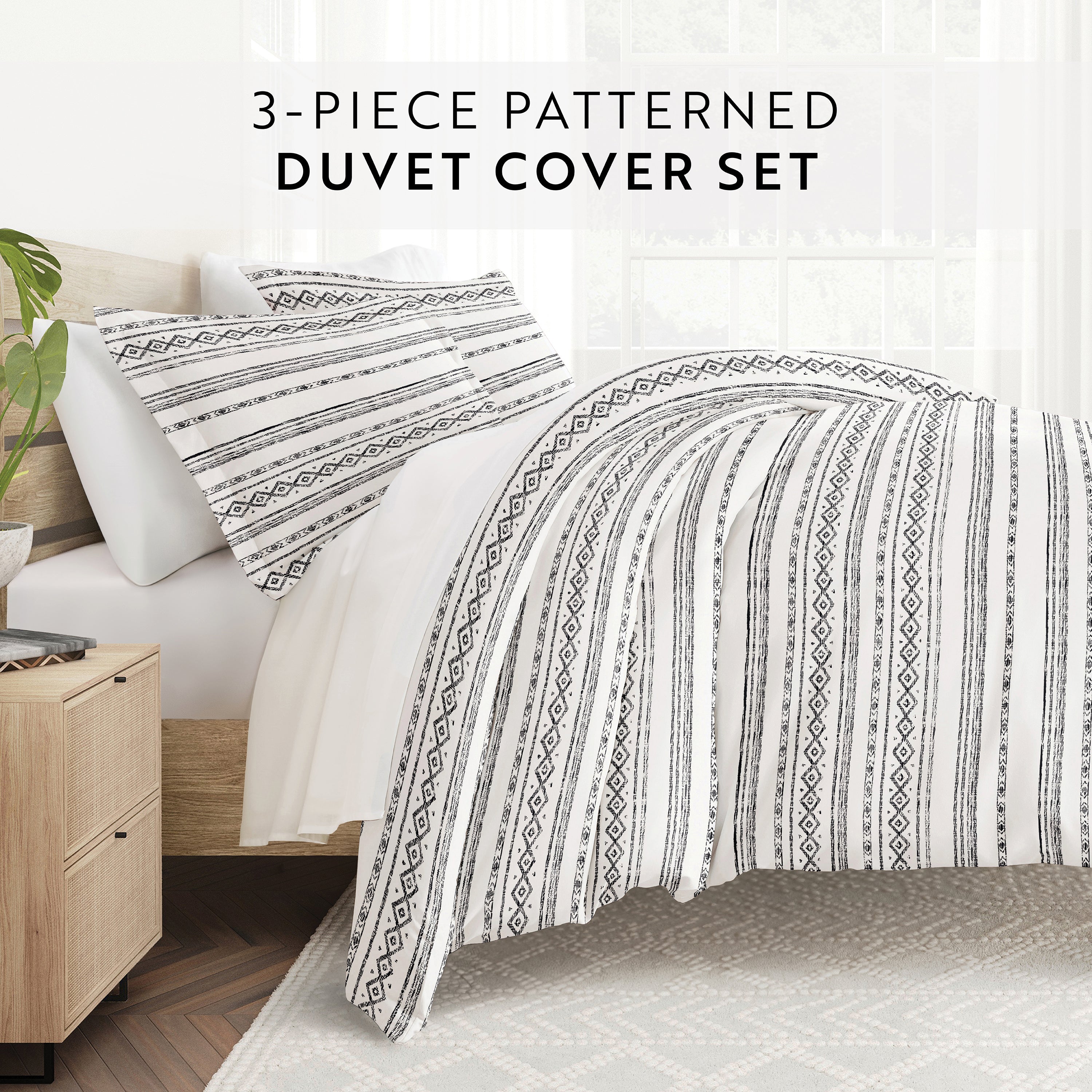 Geo Threads Patterned Duvet Cover Set