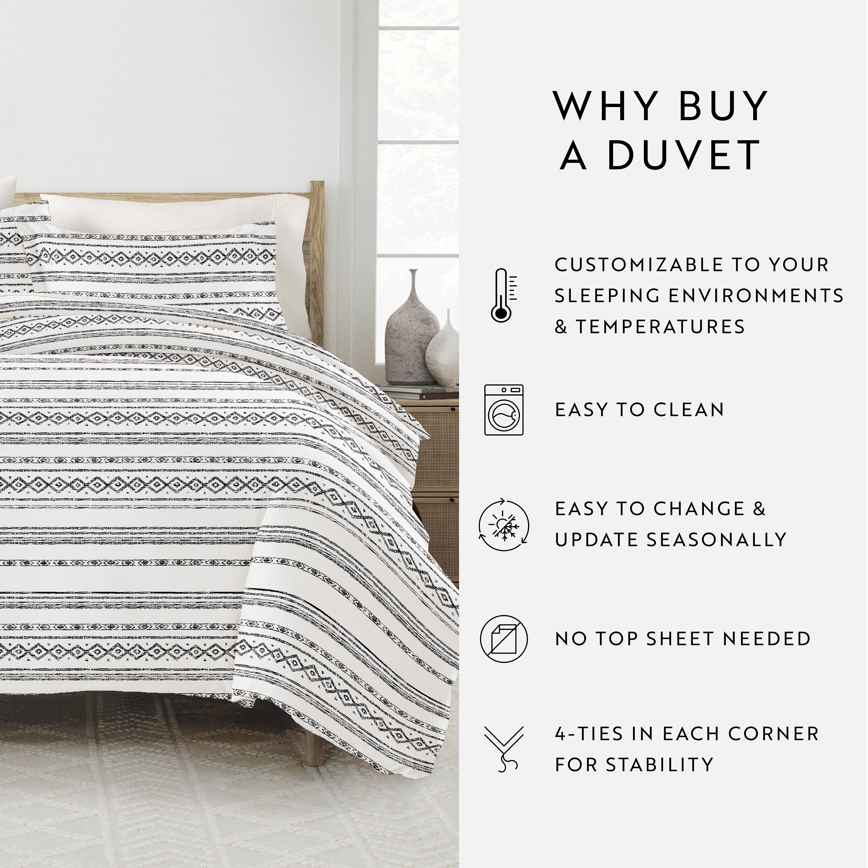 Geo Threads Patterned Duvet Cover Set