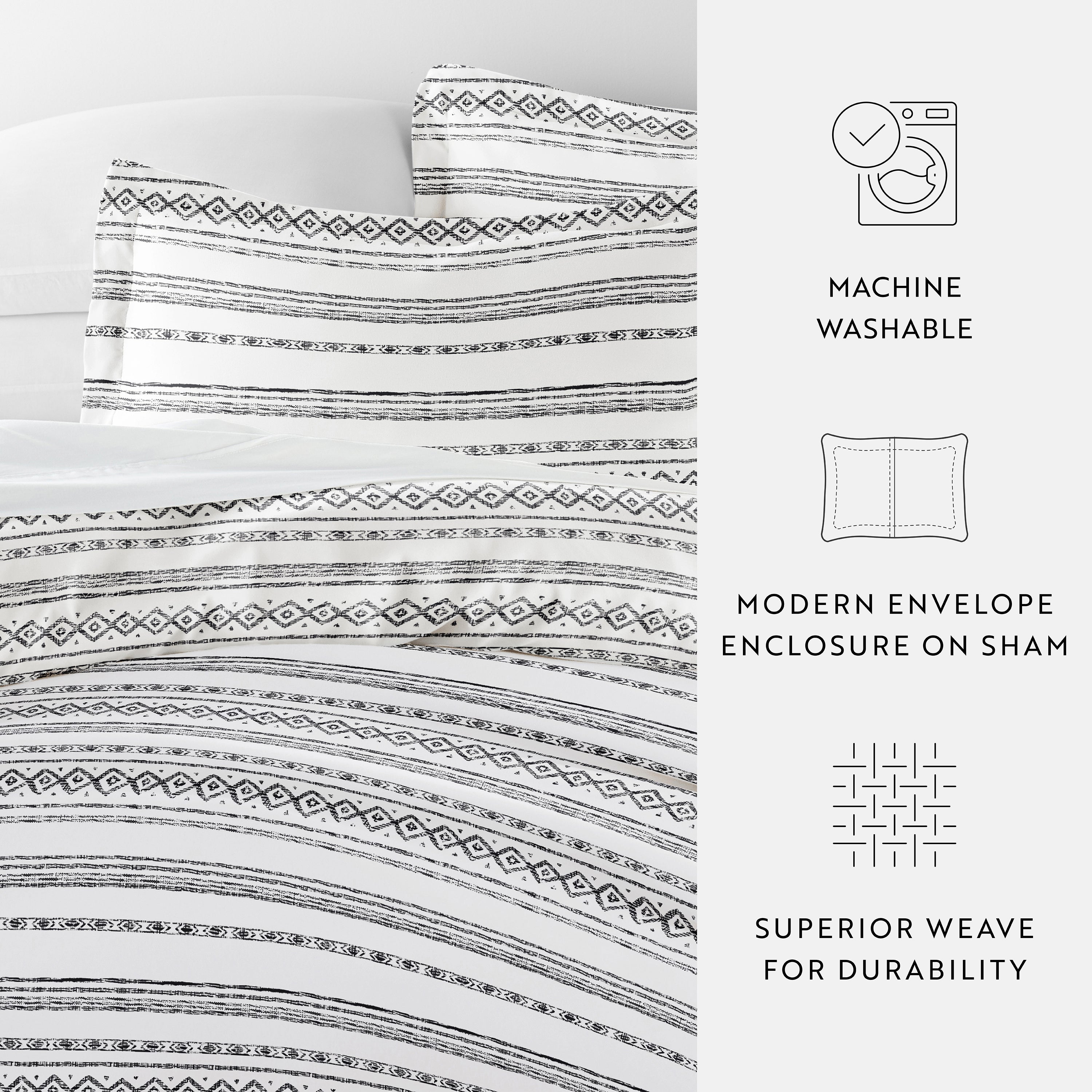 Geo Threads Patterned Duvet Cover Set