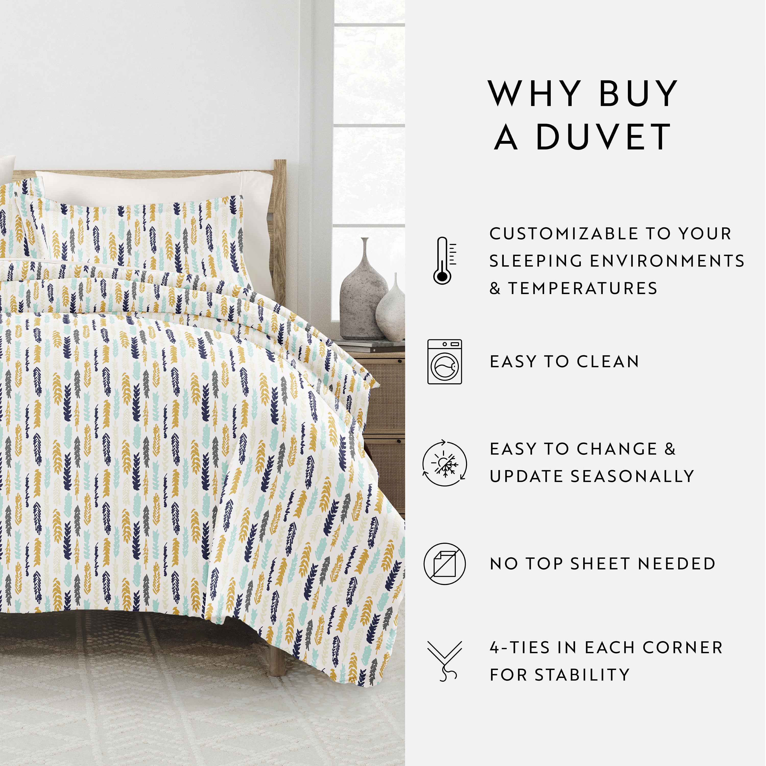Feathers Patterned Duvet Cover Set