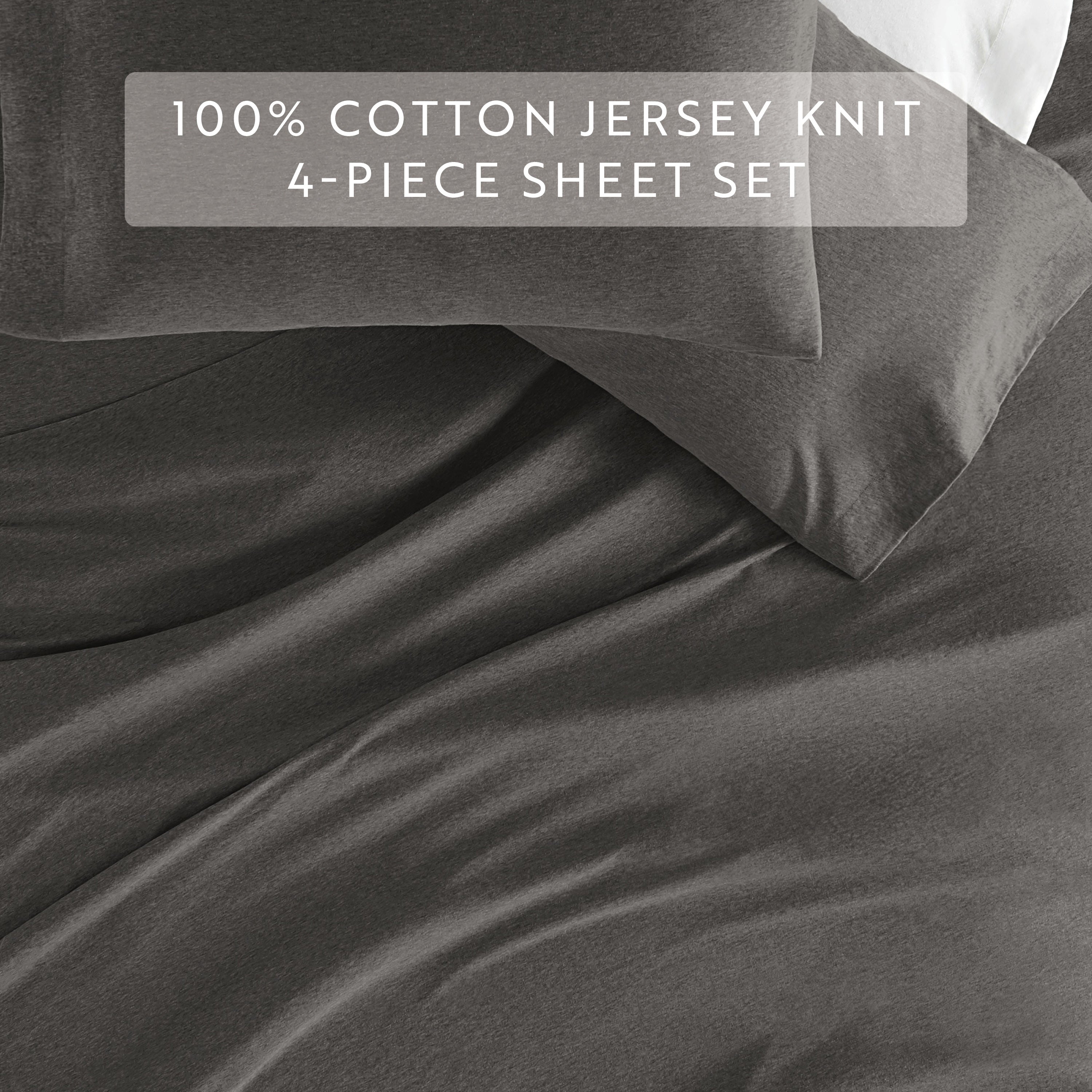 4-Piece 100% Cotton Jersey Knit Sheet Set