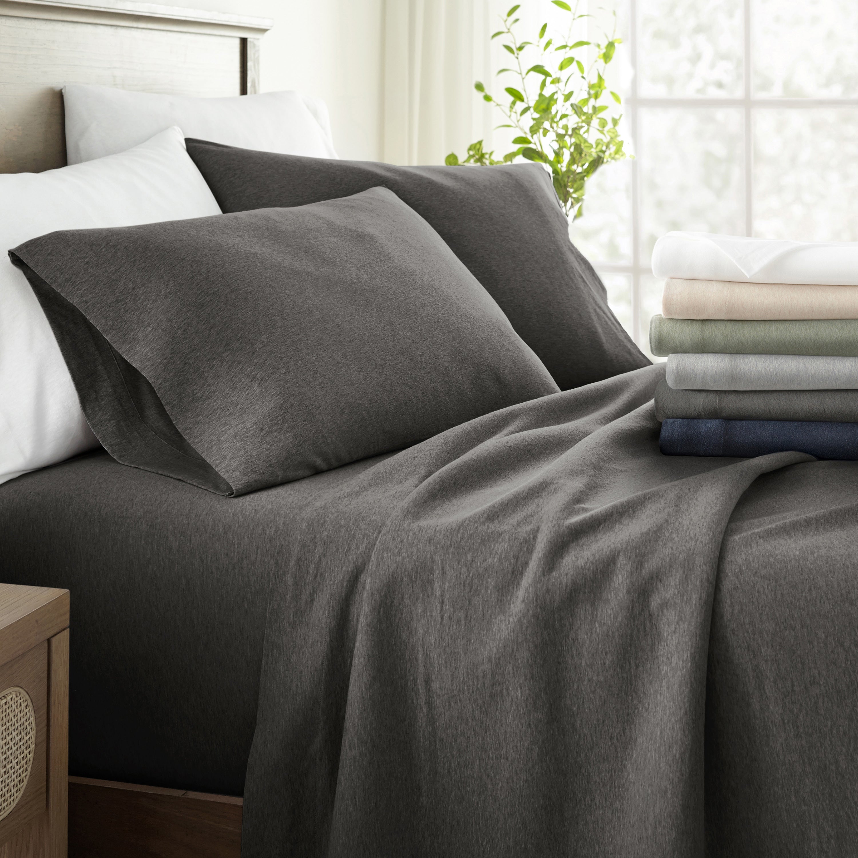 4-Piece 100% Cotton Jersey Knit Sheet Set