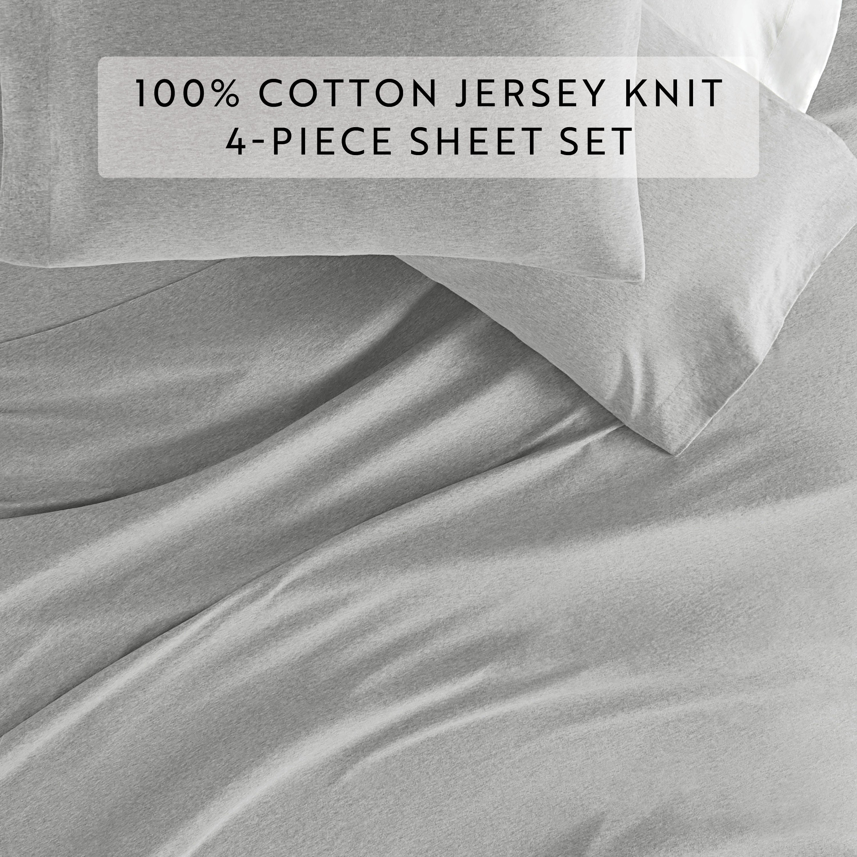 4-Piece 100% Cotton Jersey Knit Sheet Set