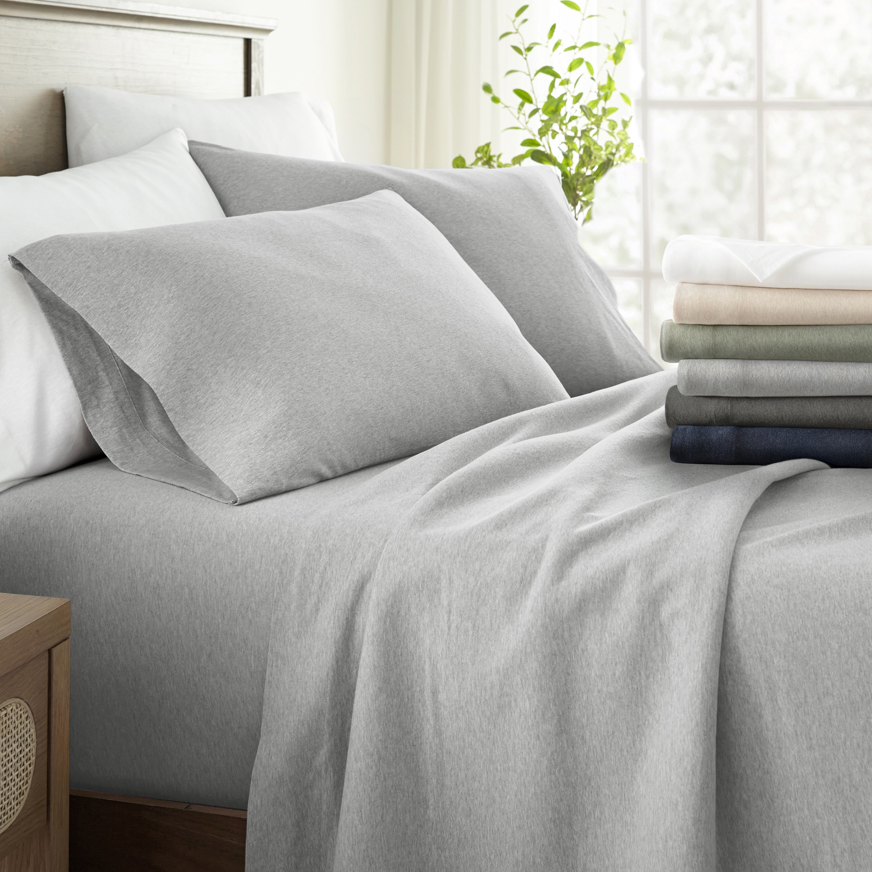 4-Piece 100% Cotton Jersey Knit Sheet Set