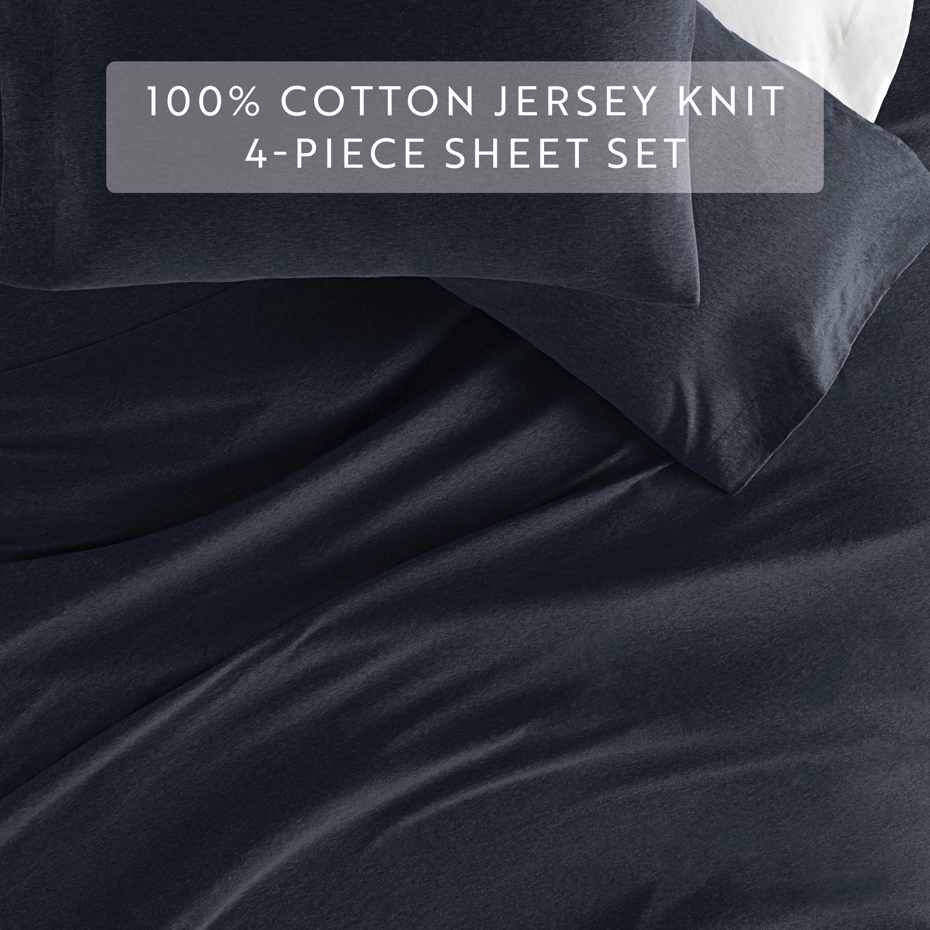 4-Piece 100% Cotton Jersey Knit Sheet Set