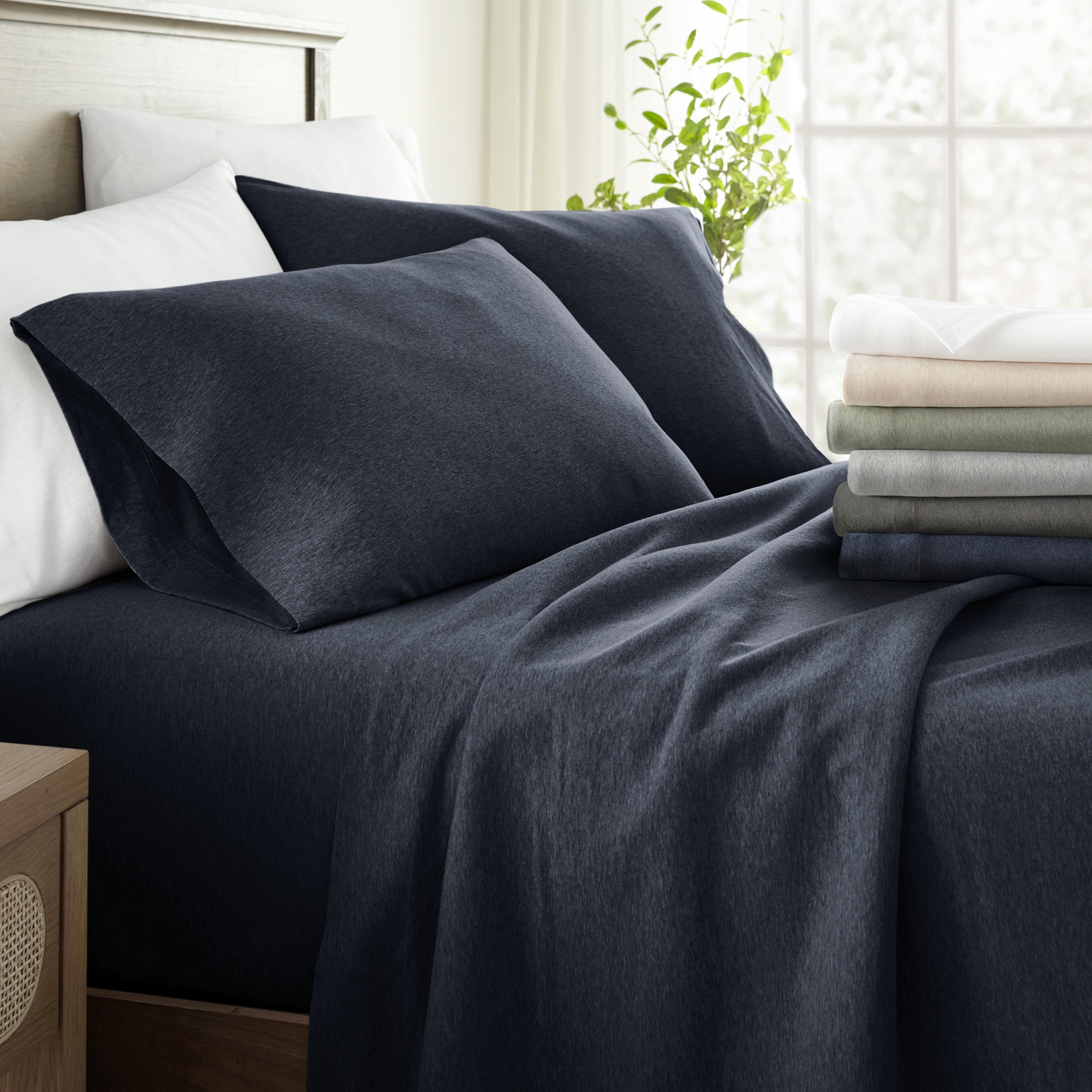 4-Piece 100% Cotton Jersey Knit Sheet Set