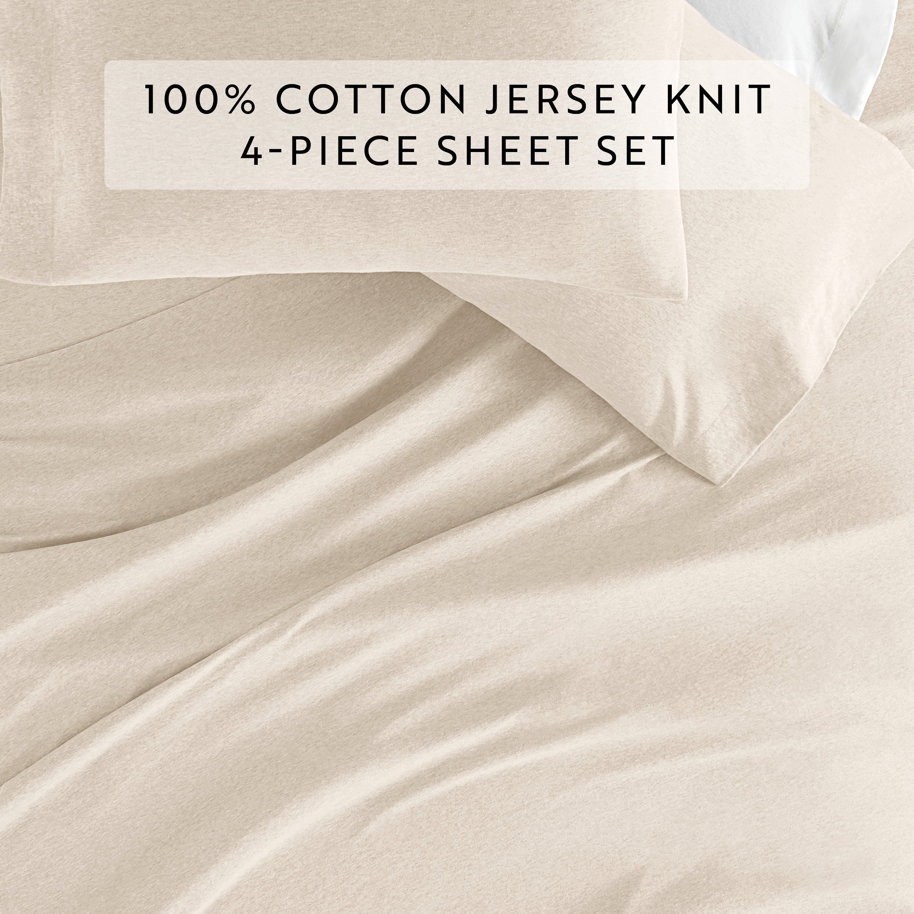 4-Piece 100% Cotton Jersey Knit Sheet Set