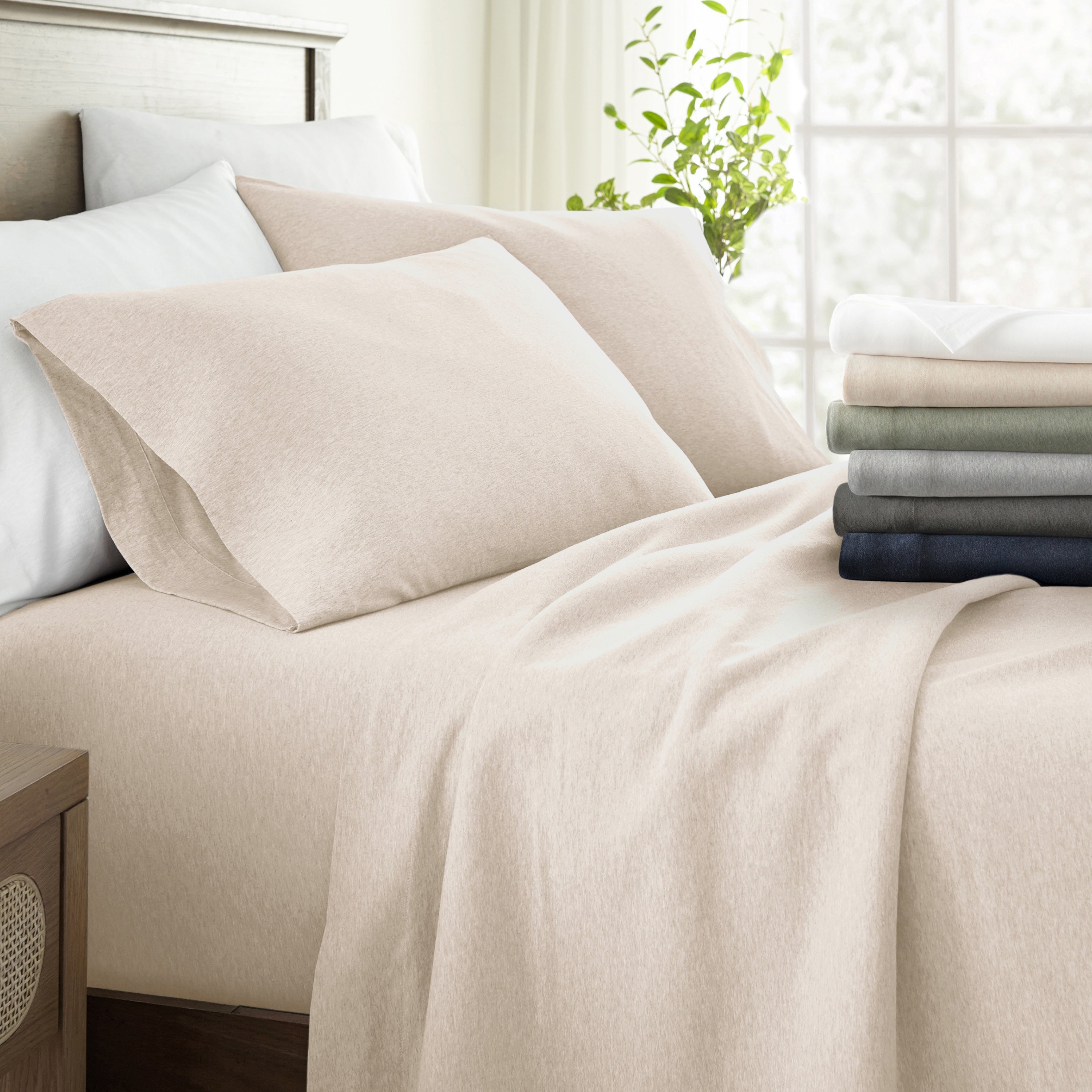 4-Piece 100% Cotton Jersey Knit Sheet Set