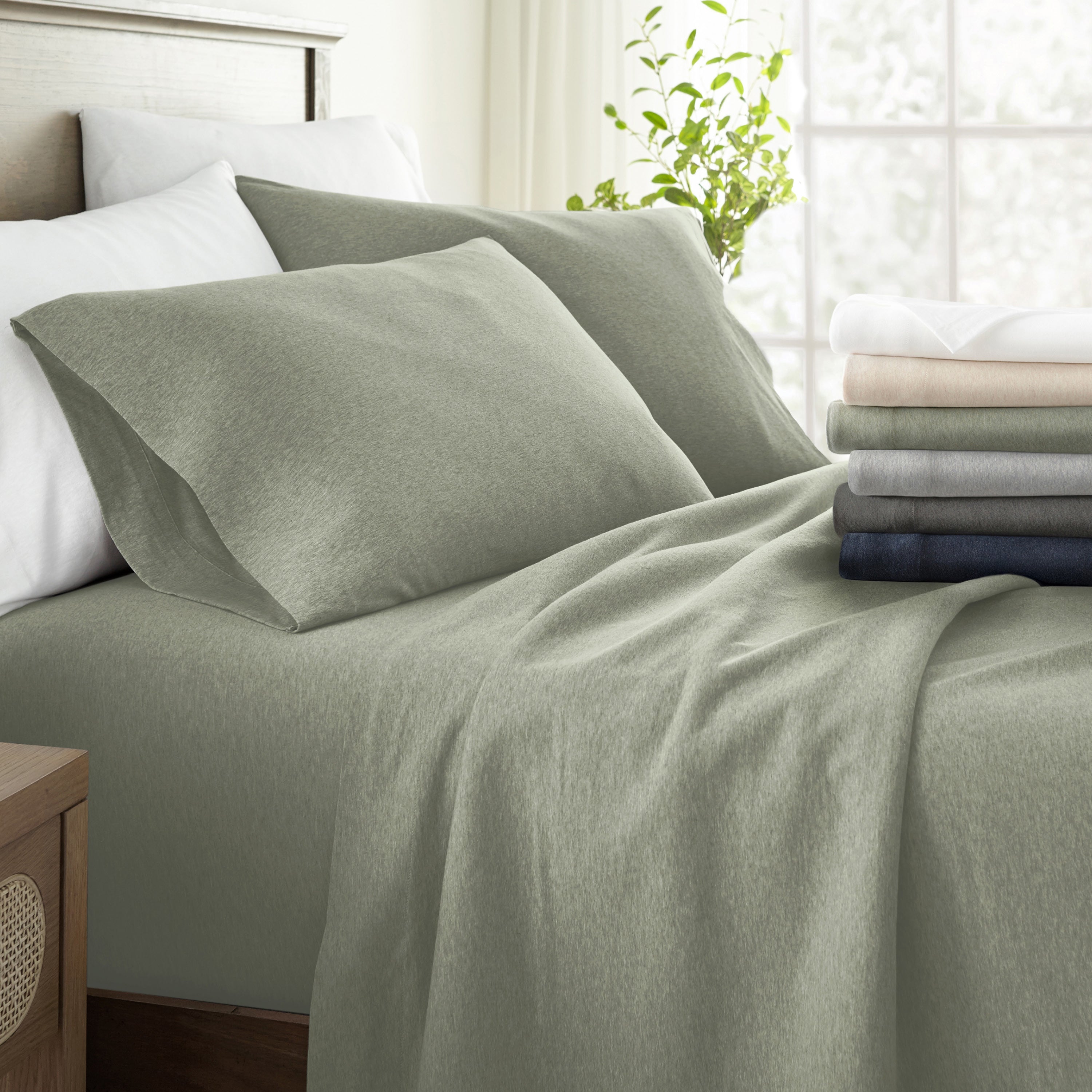 4-Piece 100% Cotton Jersey Knit Sheet Set