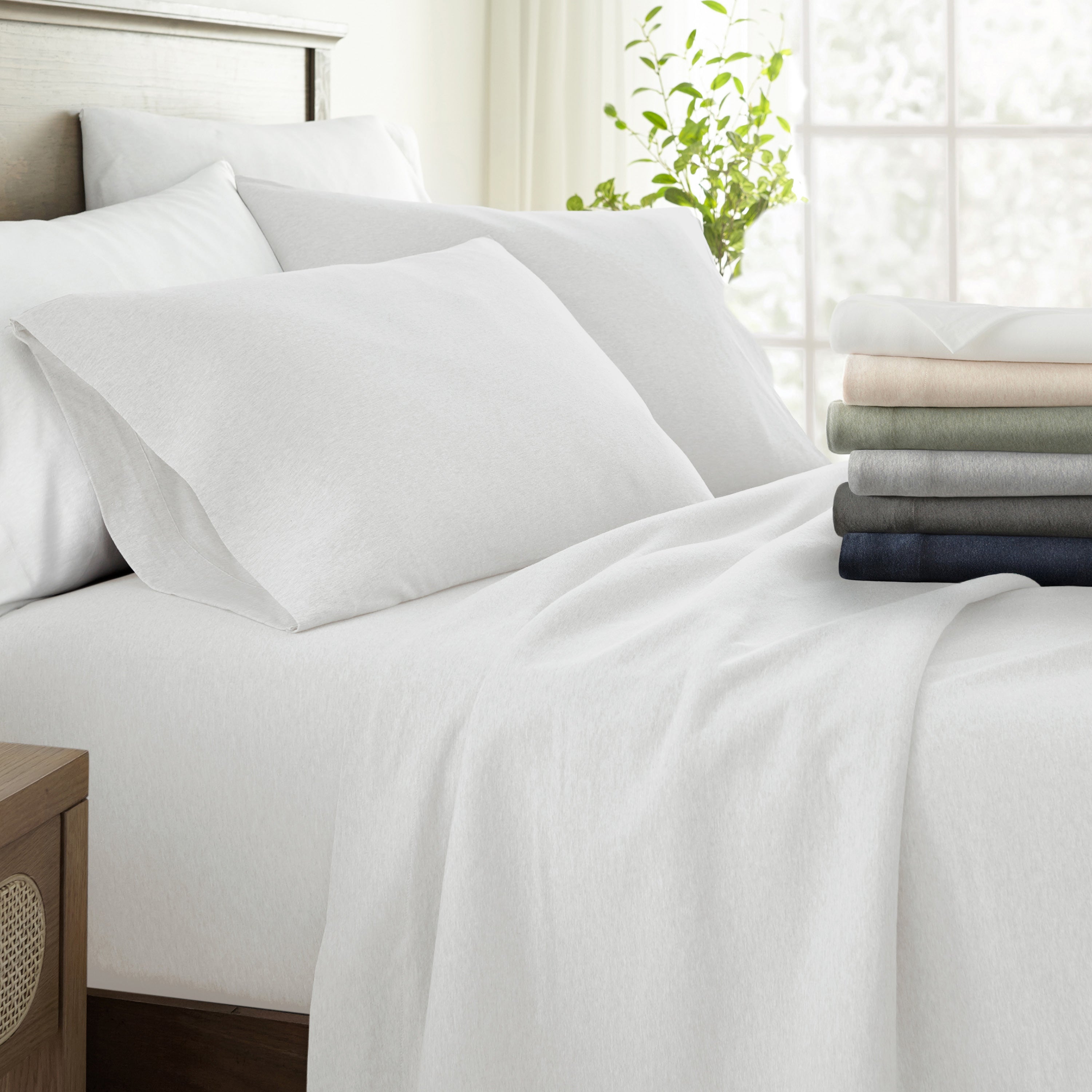 4-Piece 100% Cotton Jersey Knit Sheet Set
