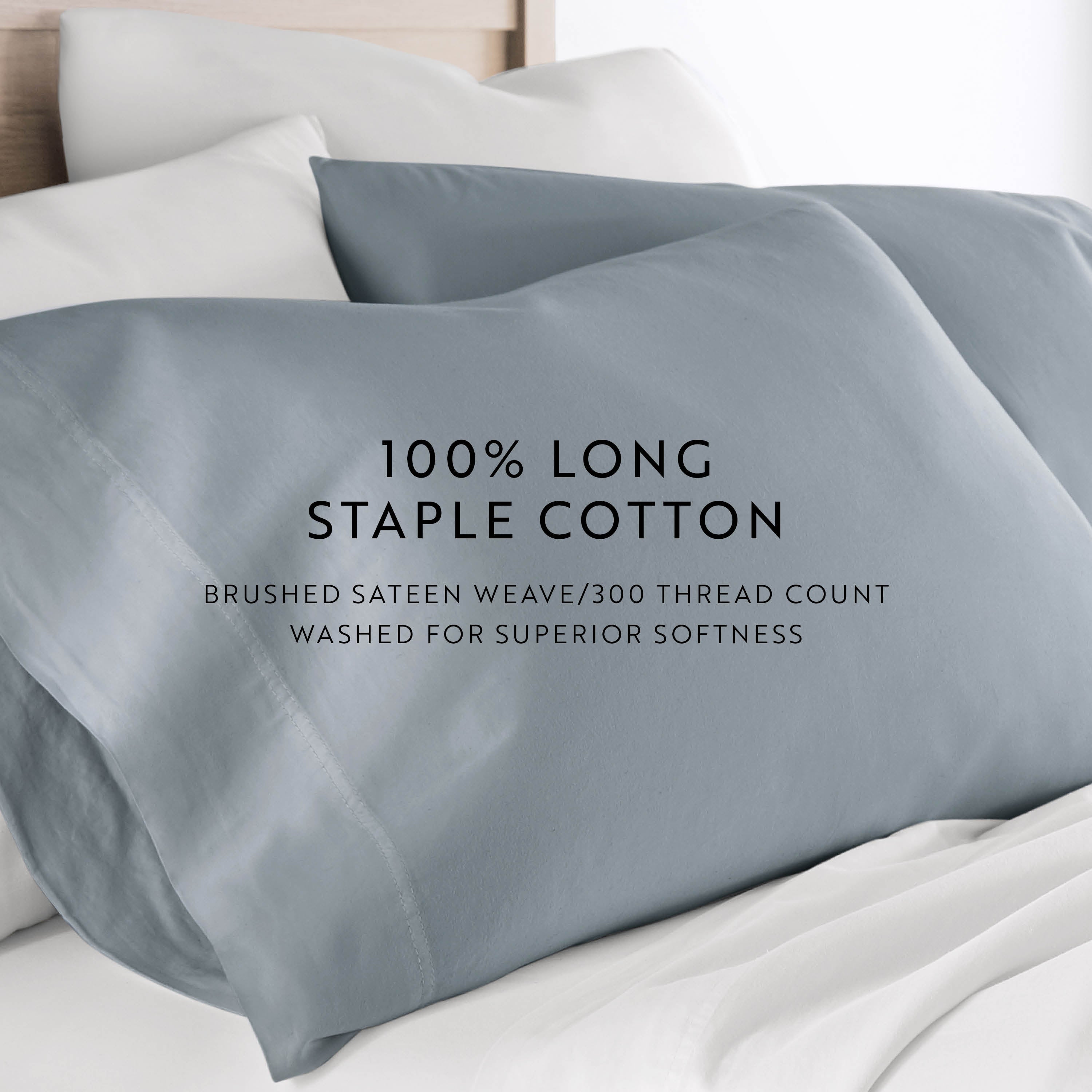 100% Cotton Long Staple Sateen Pillowcase Set