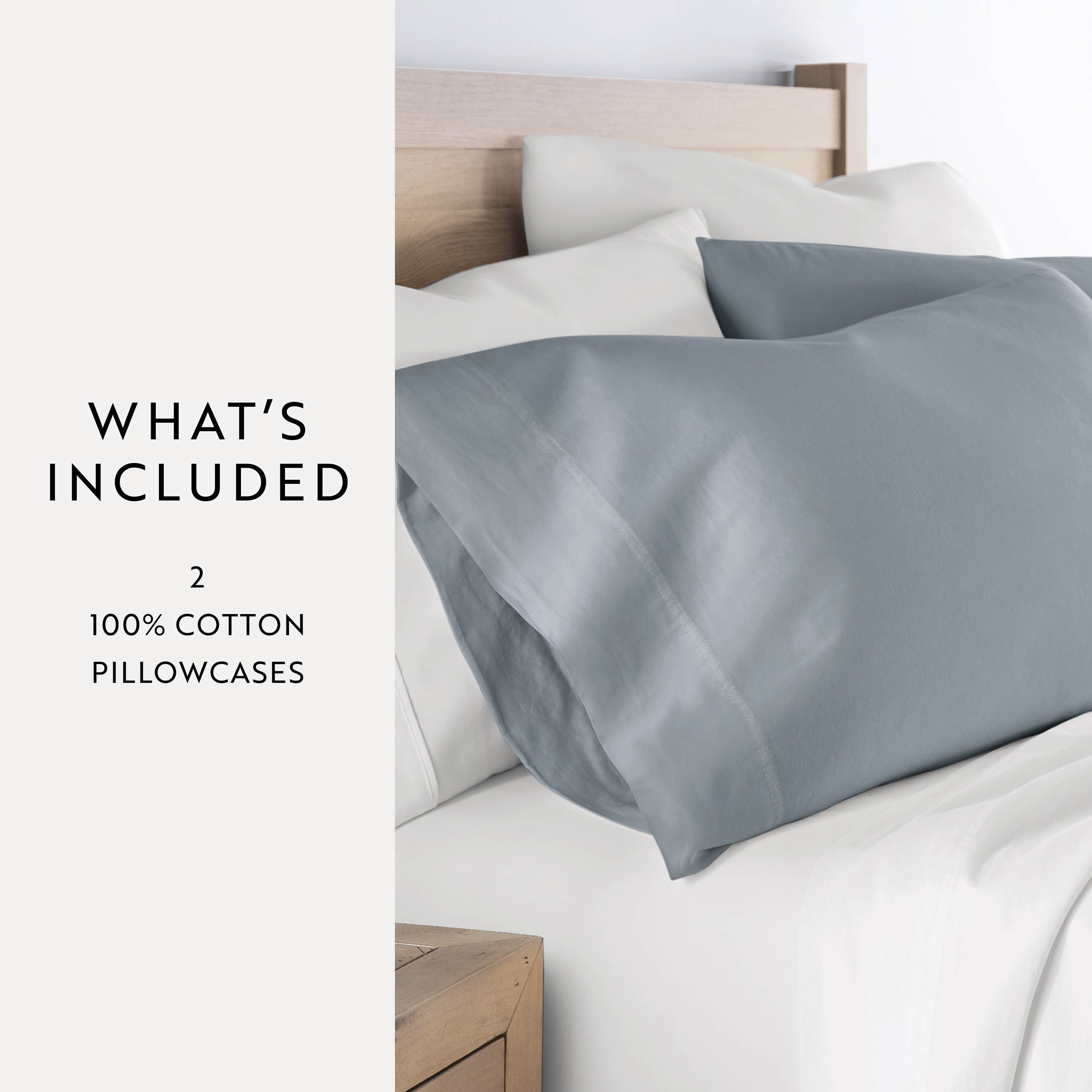 100% Cotton Long Staple Sateen Pillowcase Set