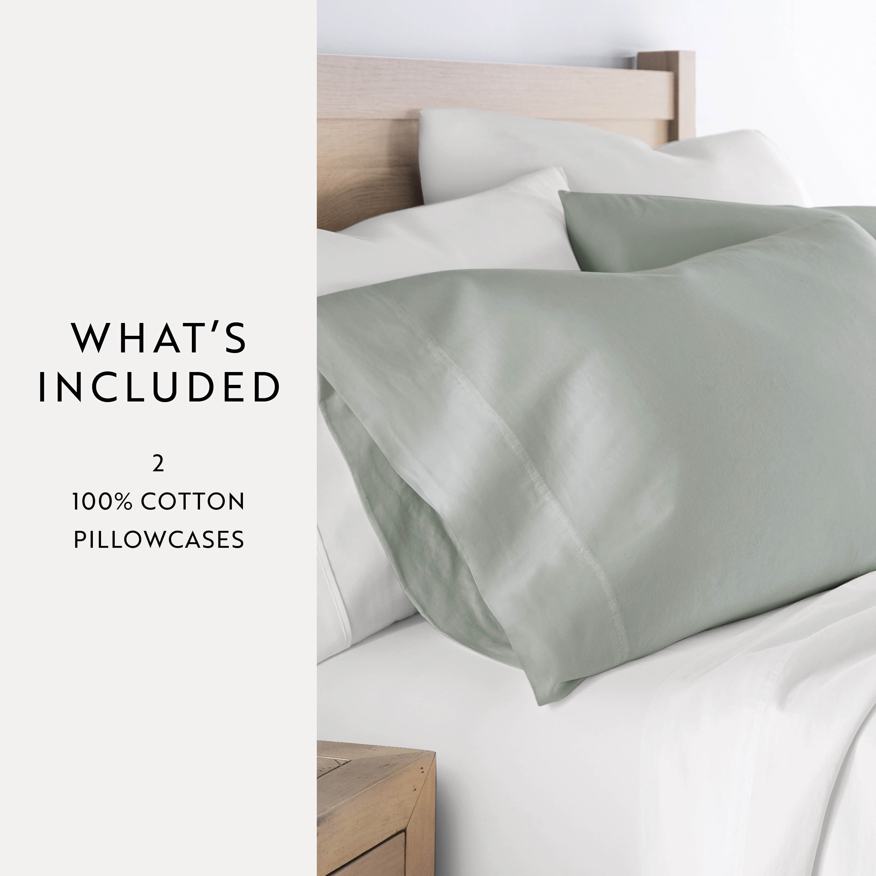 100% Cotton Long Staple Sateen Pillowcase Set