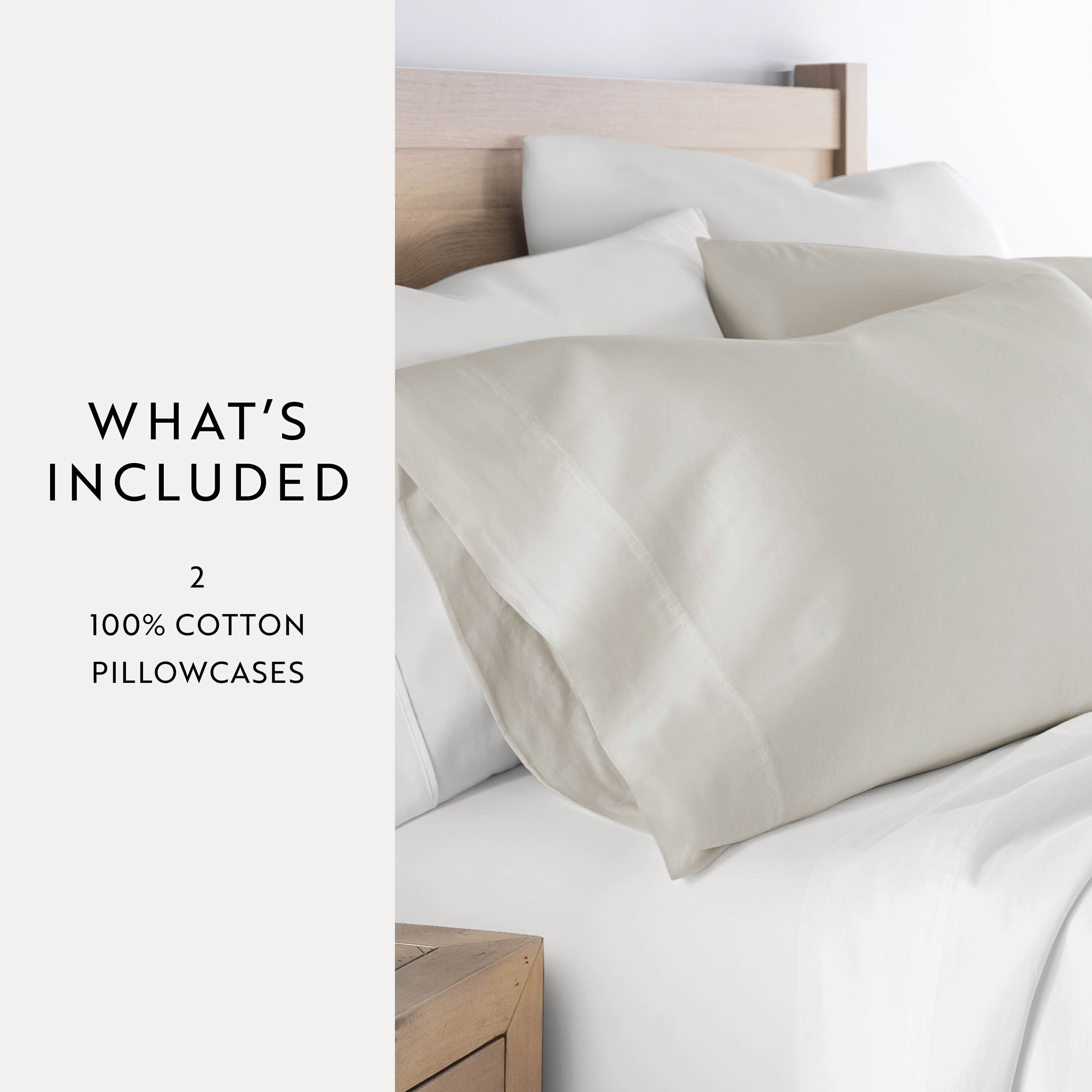 100% Cotton Long Staple Sateen Pillowcase Set