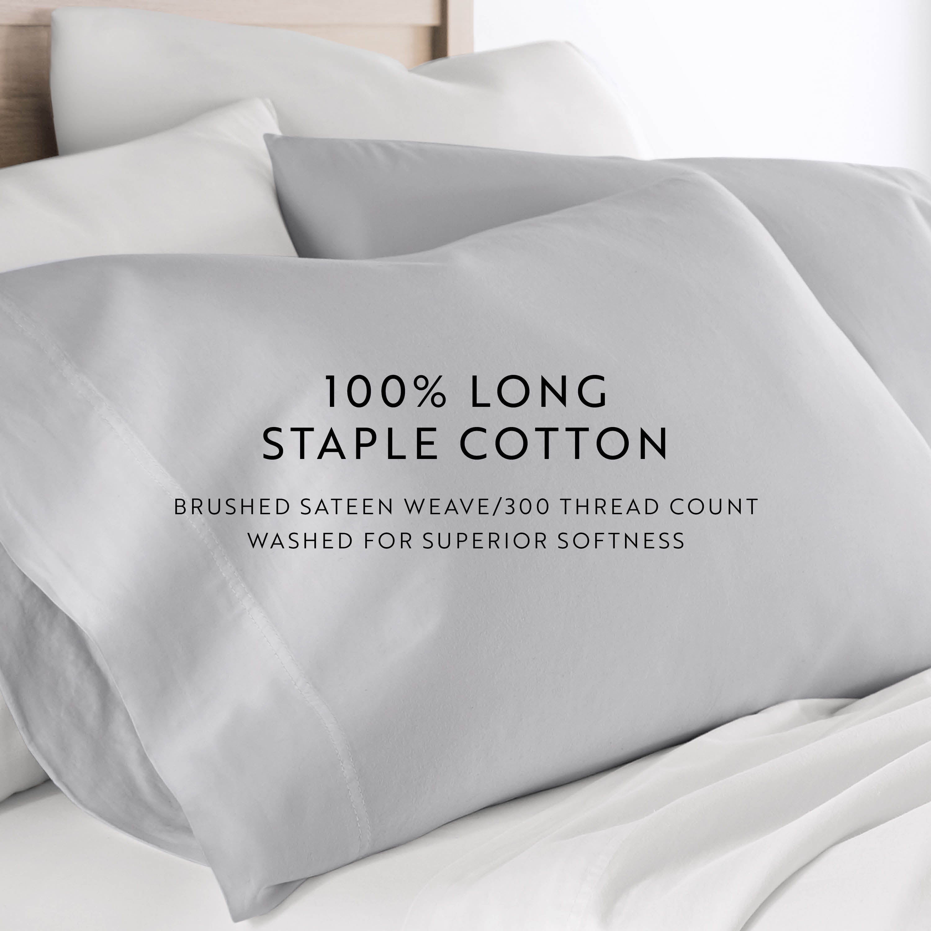 100% Cotton Long Staple Sateen Pillowcase Set