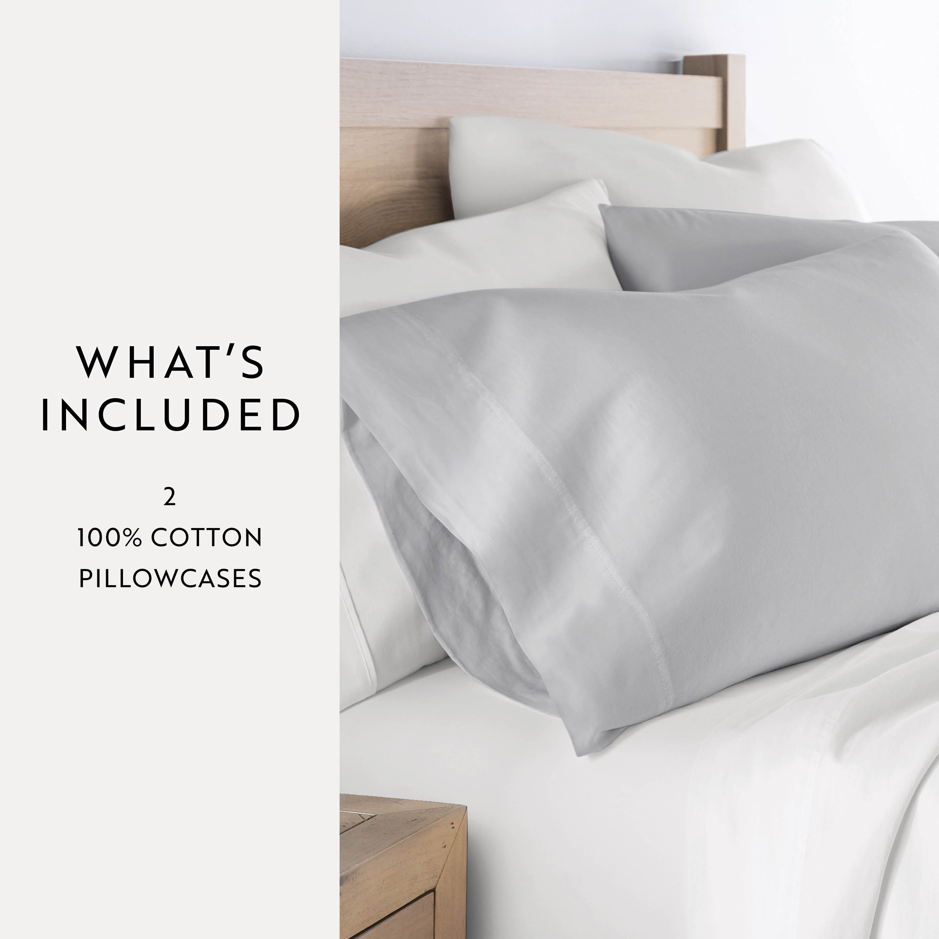 100% Cotton Long Staple Sateen Pillowcase Set