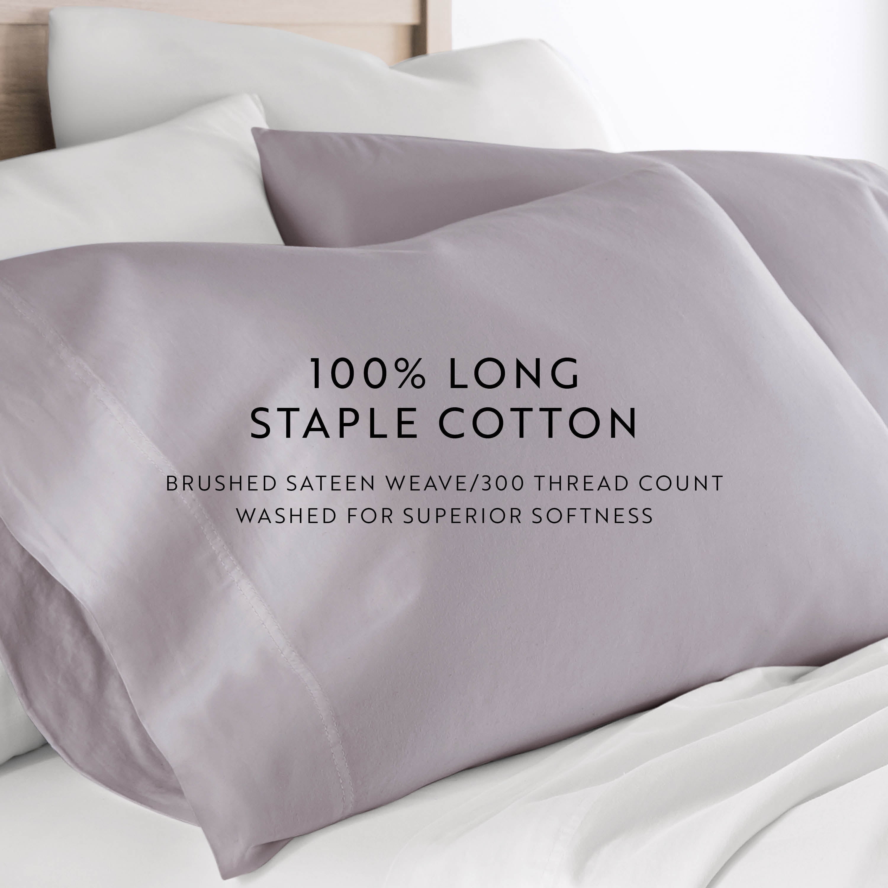 100% Cotton Long Staple Sateen Pillowcase Set