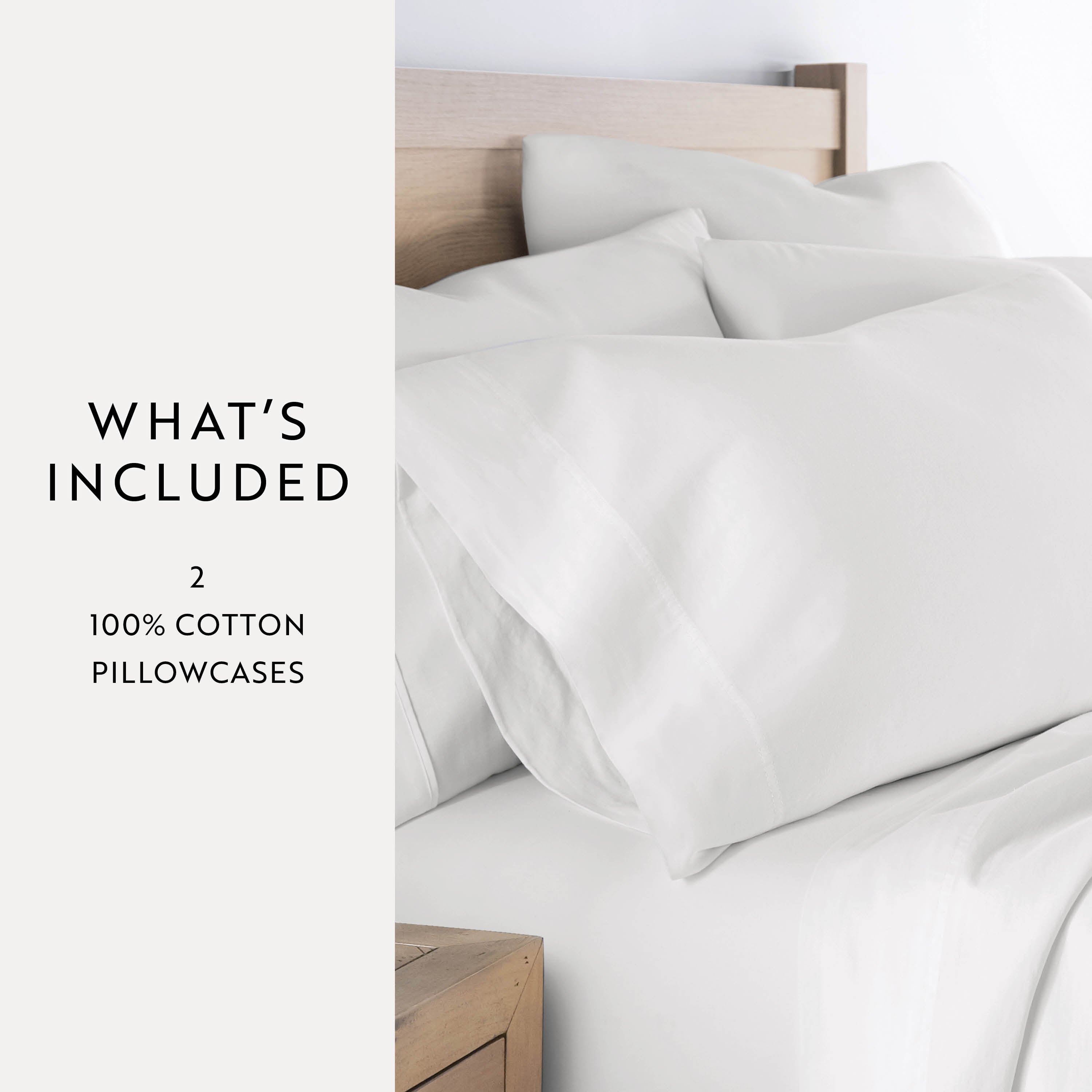 100% Cotton Long Staple Sateen Pillowcase Set