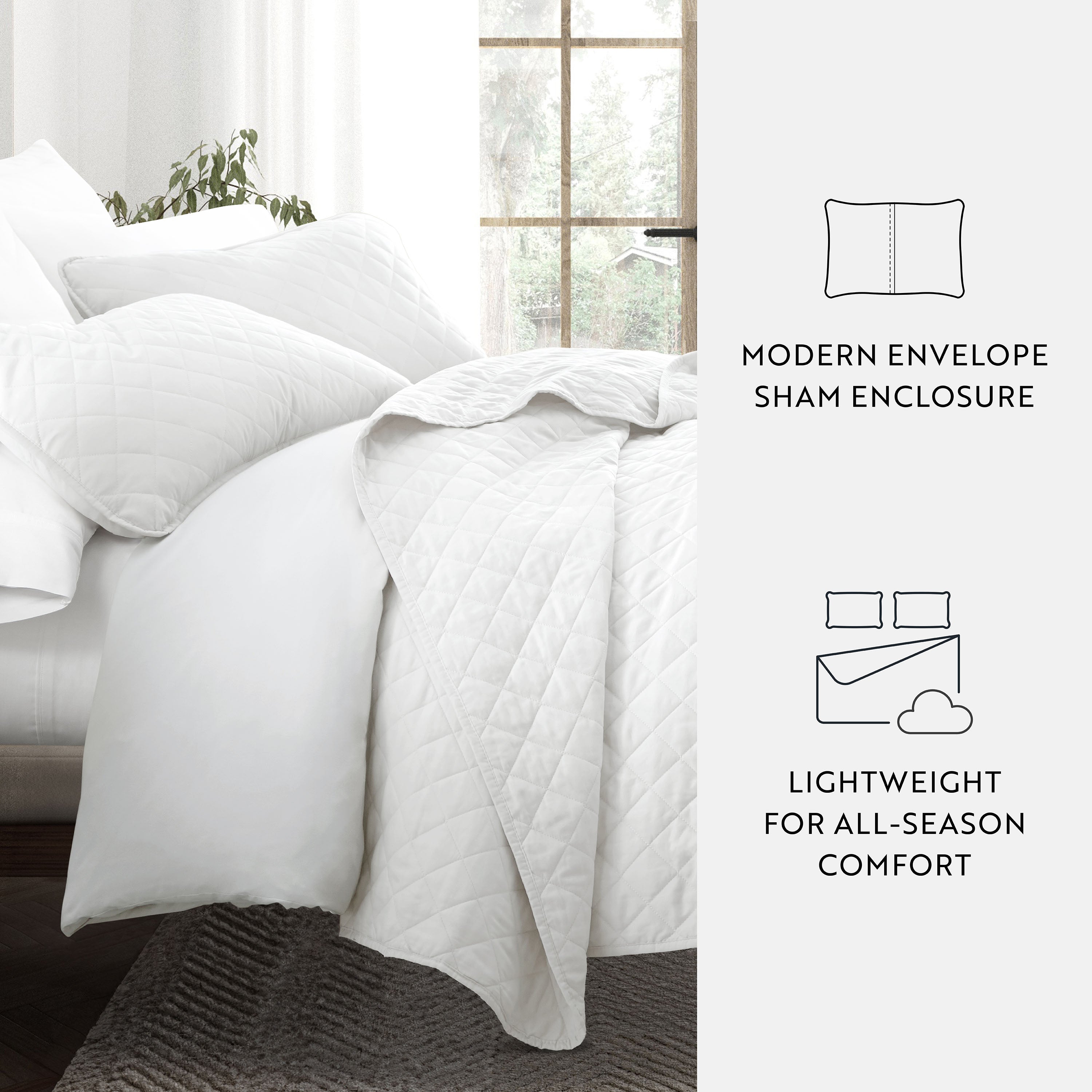 Lightweight Diamond Stitch Quilted Coverlet Set