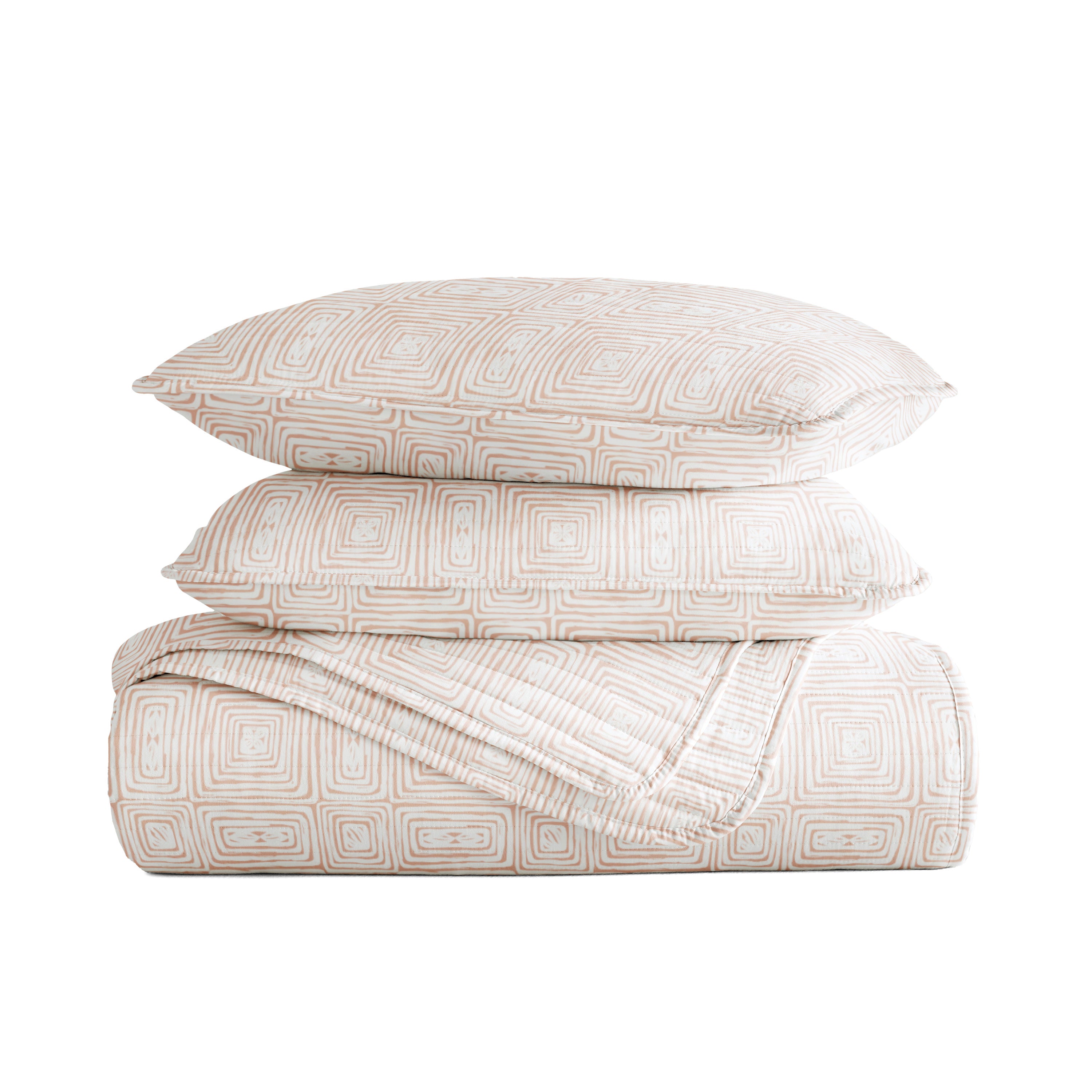 Geometric Maze Patterned Quilted Coverlet Set