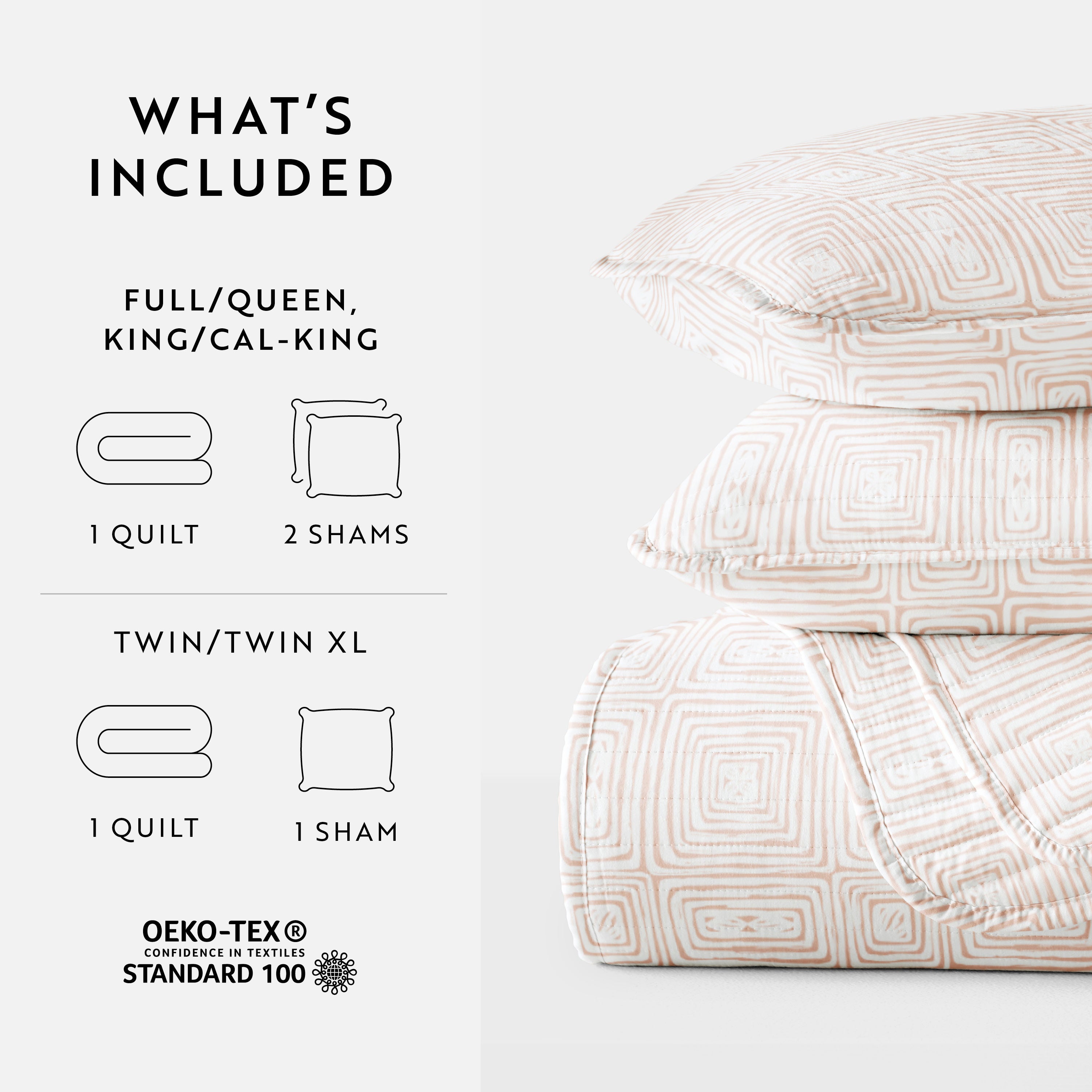 Geometric Maze Patterned Quilted Coverlet Set